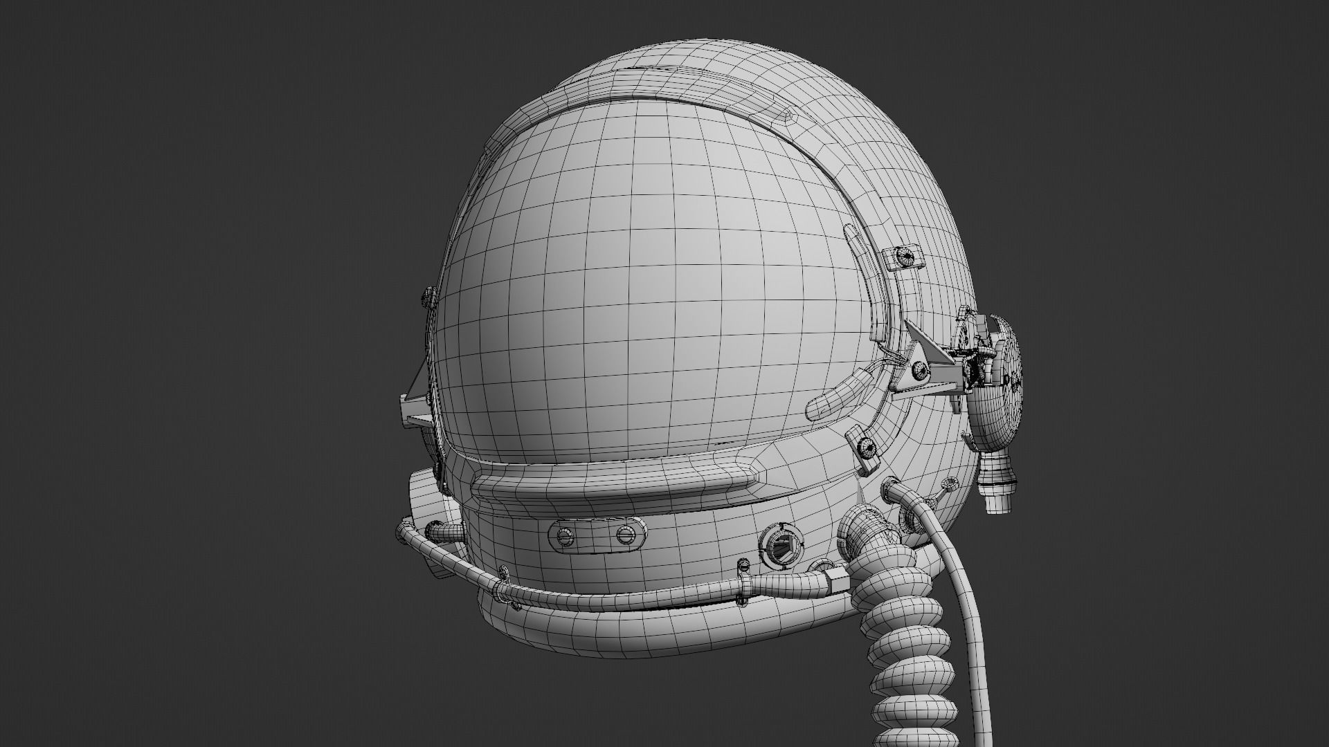 Astronaut or High Altitude Flight Helmet Low-poly 3D model_5