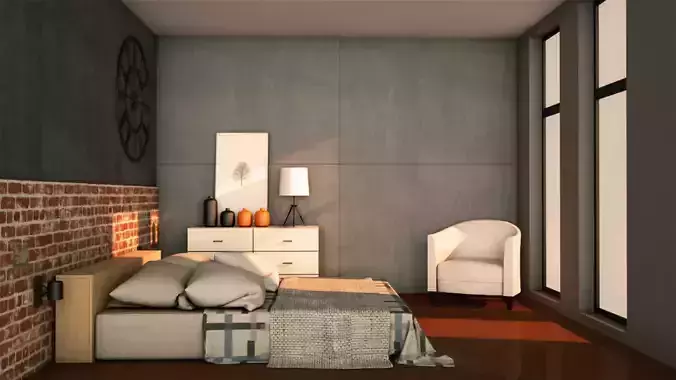 Industrial Minimalist Concept Room