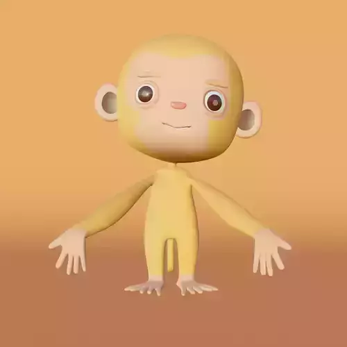 Yellow Monkey Low-poly 3D model