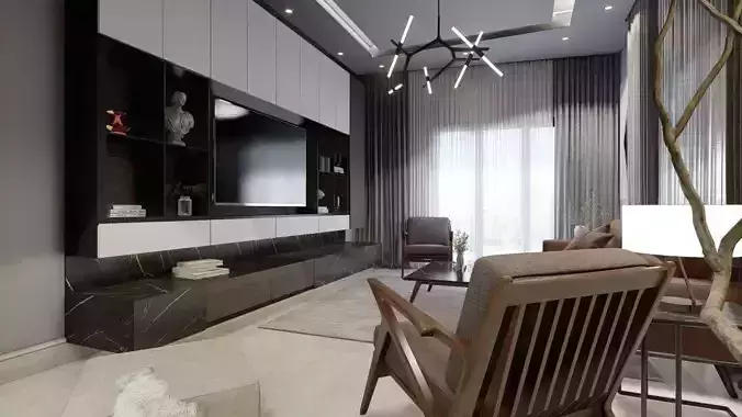 Lumion 10 Interior Modern Living Room with Dining Scene