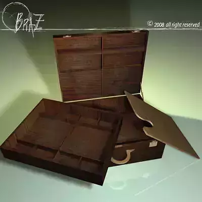 wooden suitcase 02 3D model