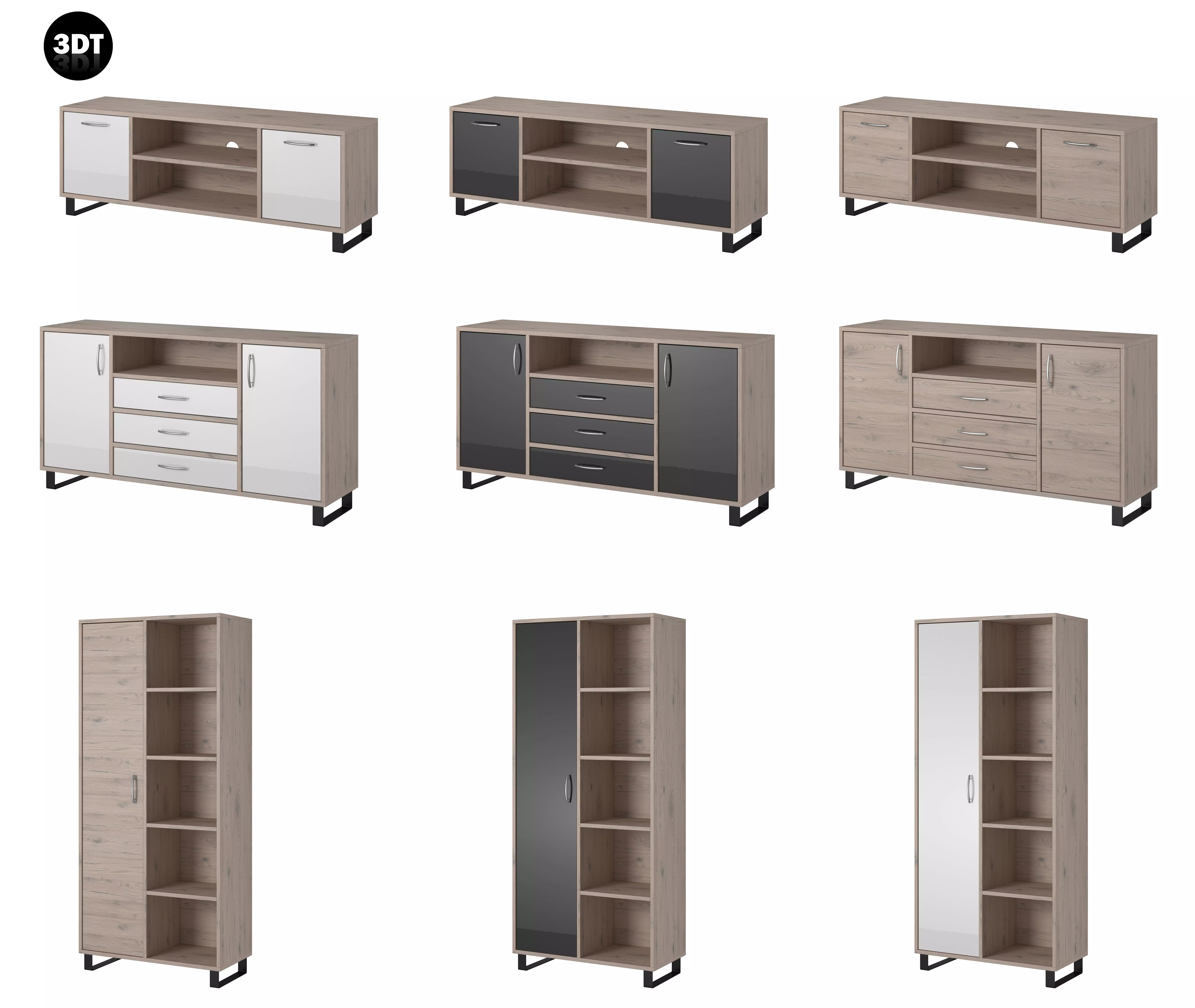 TV Cabinet  Commode Shelf Wood 3D Model Collection _0