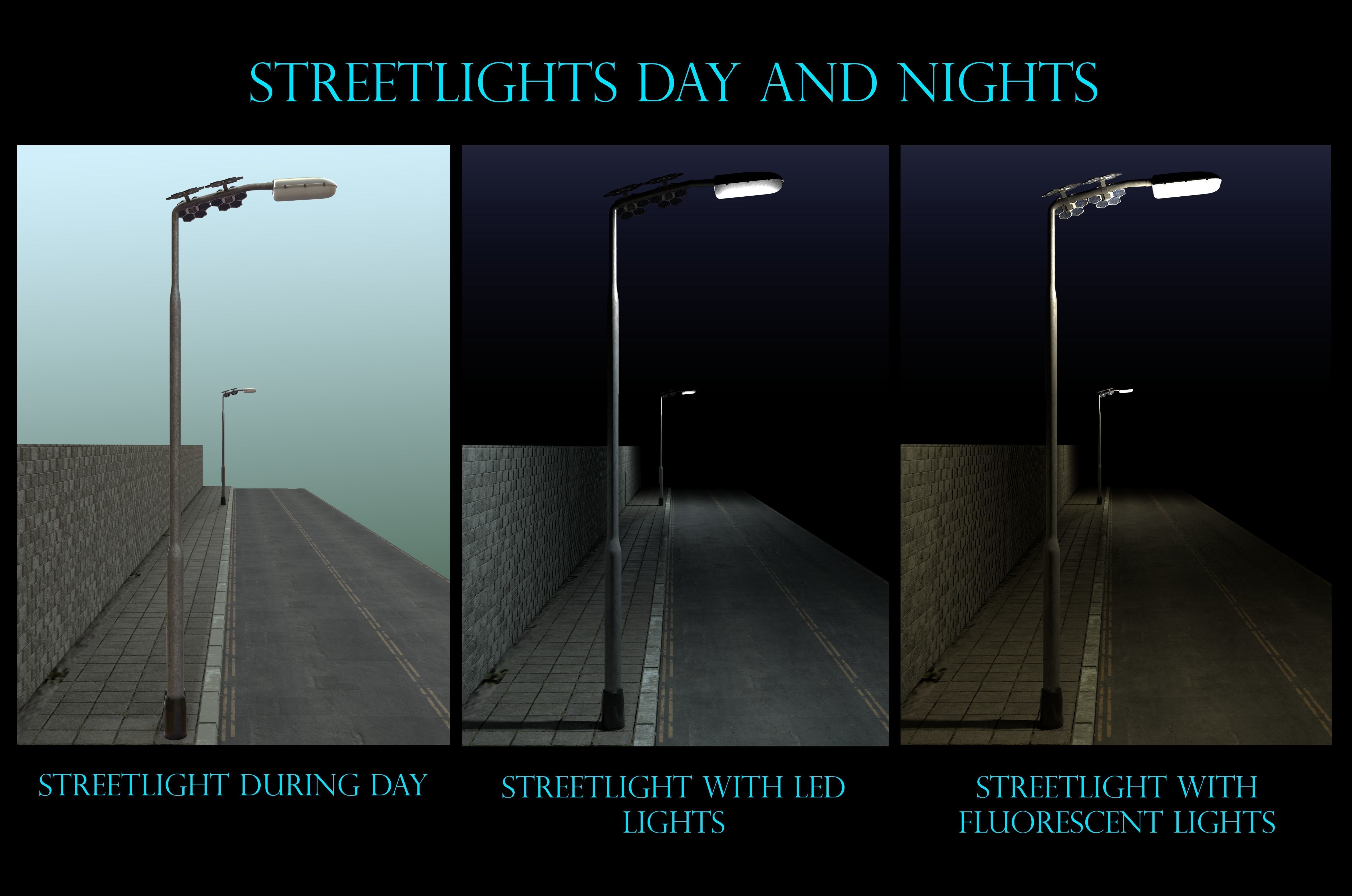 solar street light Low-poly 3D model_2