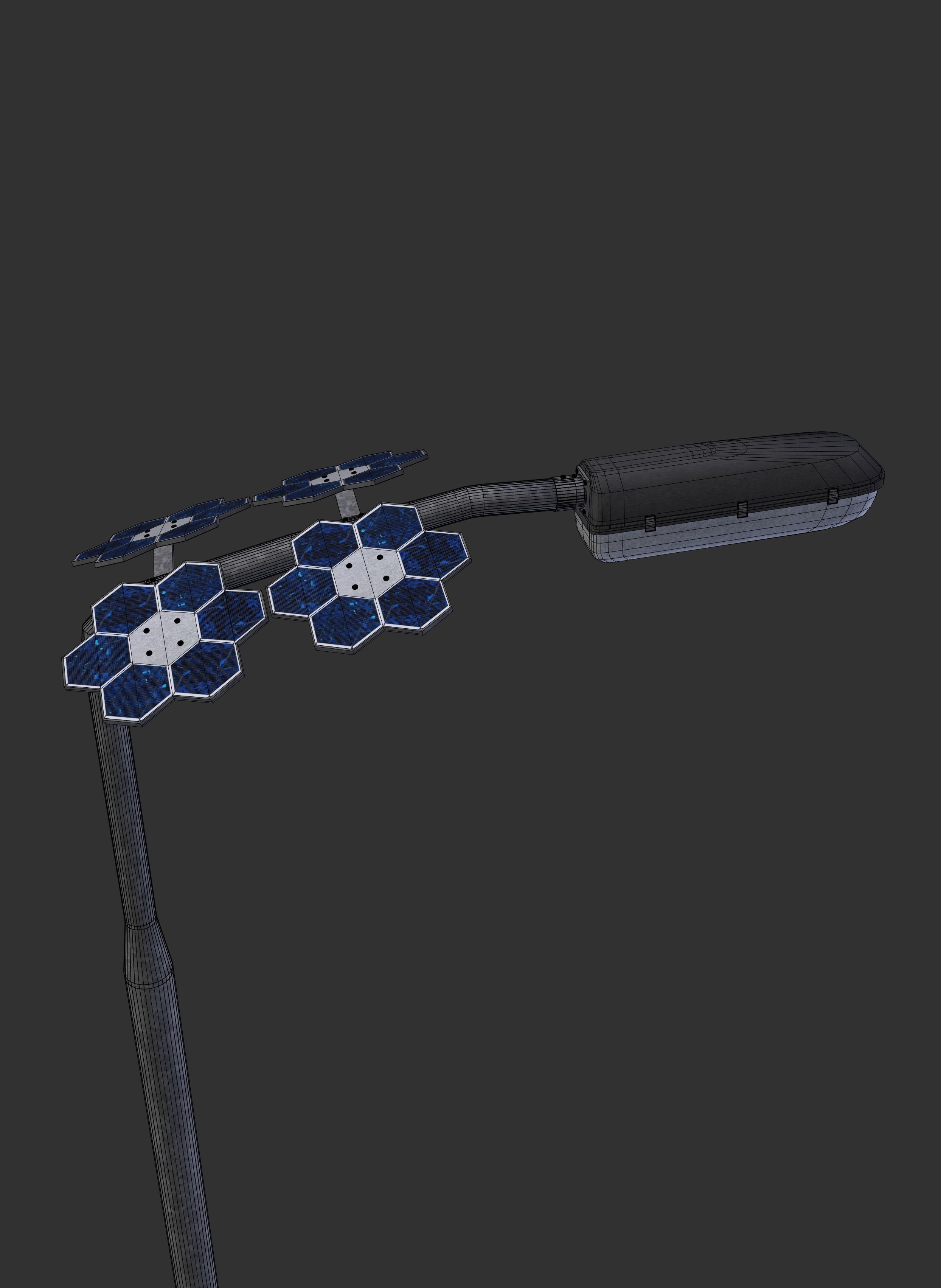 solar street light Low-poly 3D model_10