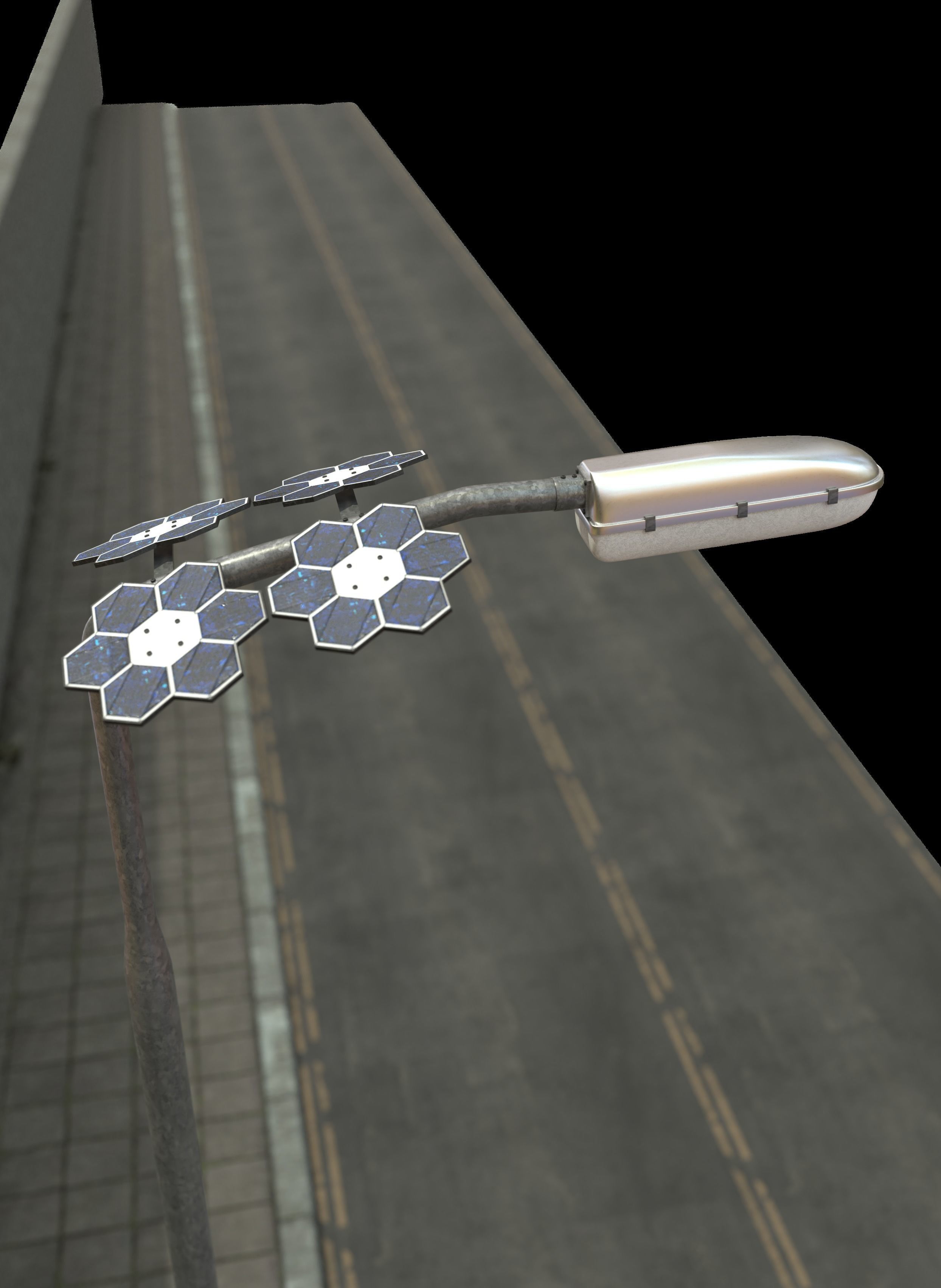 solar street light Low-poly 3D model_8