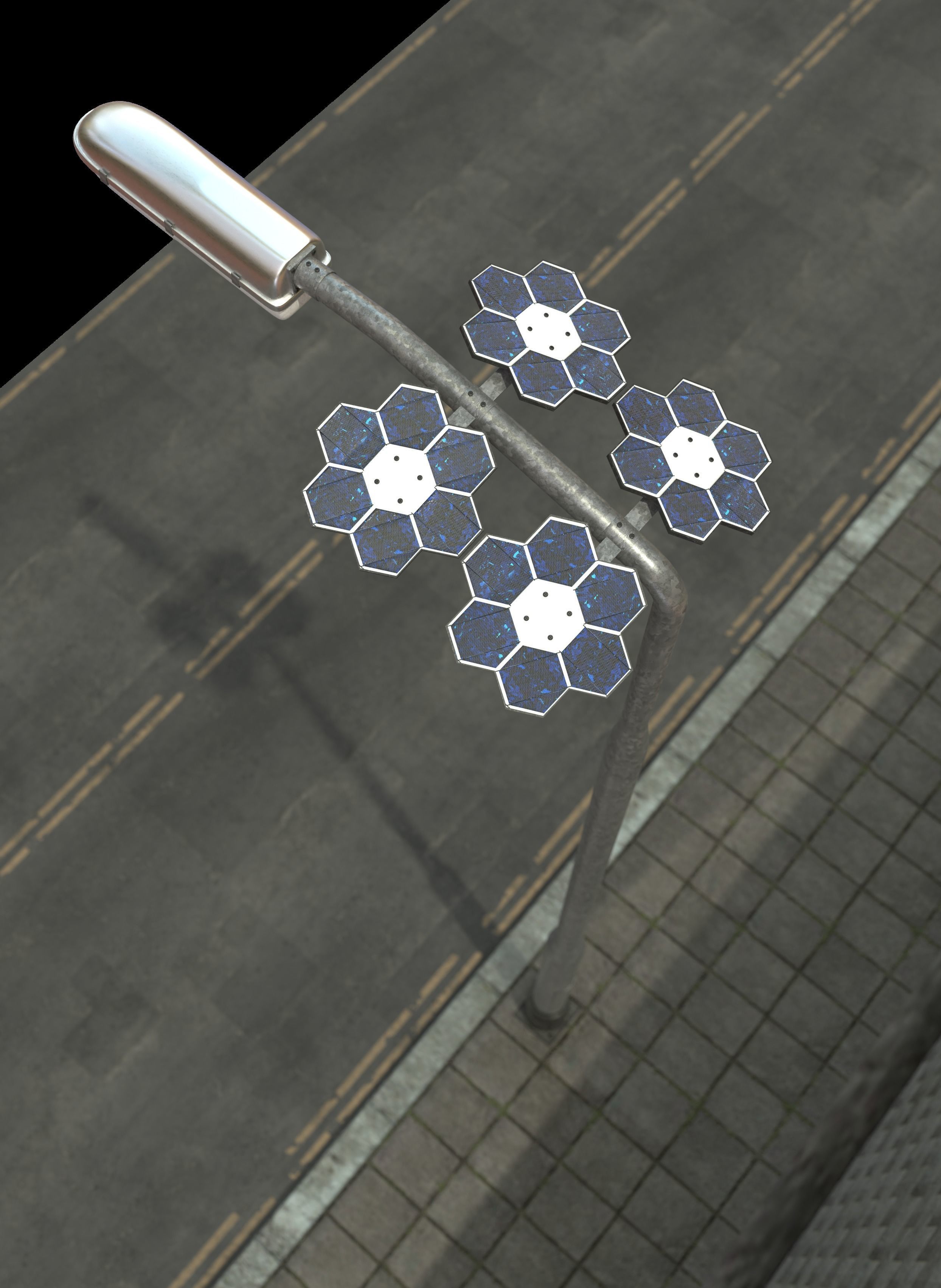 solar street light Low-poly 3D model_5