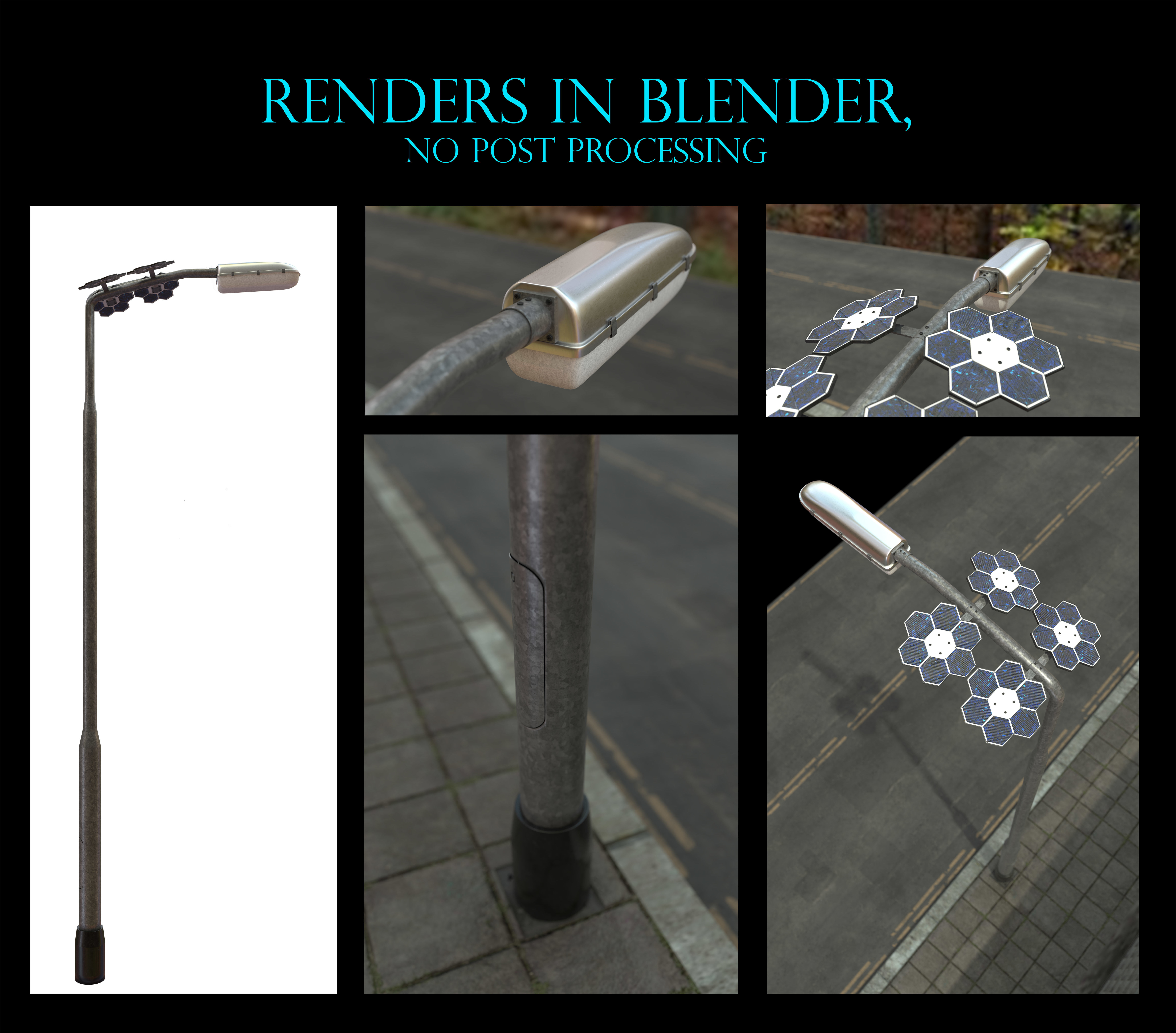 solar street light Low-poly 3D model_1