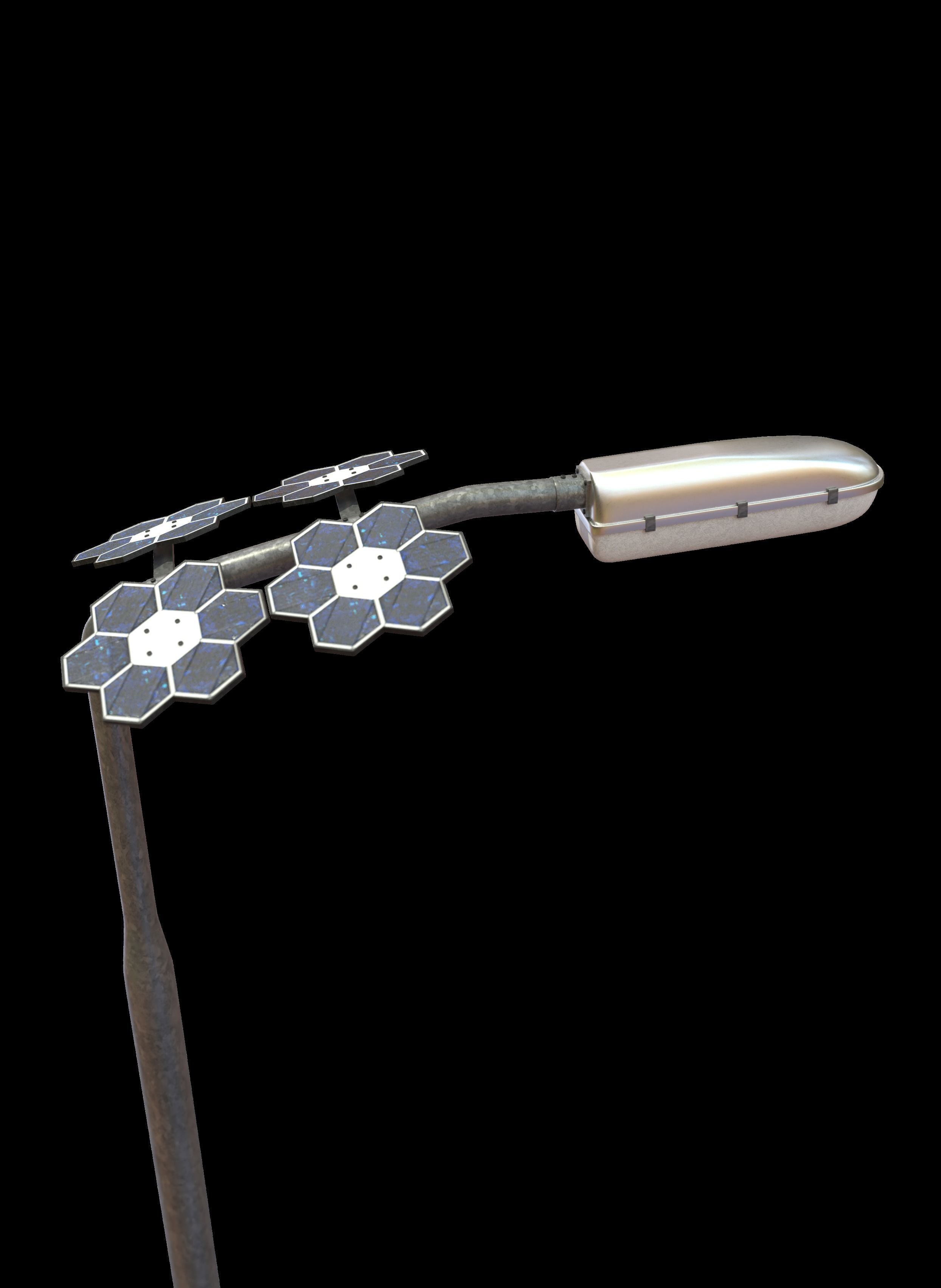 solar street light Low-poly 3D model_11