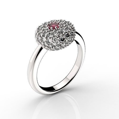 Brilliant Pave Solitaire Ring 3D print model