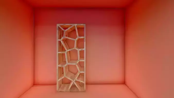 librarie 3D model room with wooden shelf in it 3D model