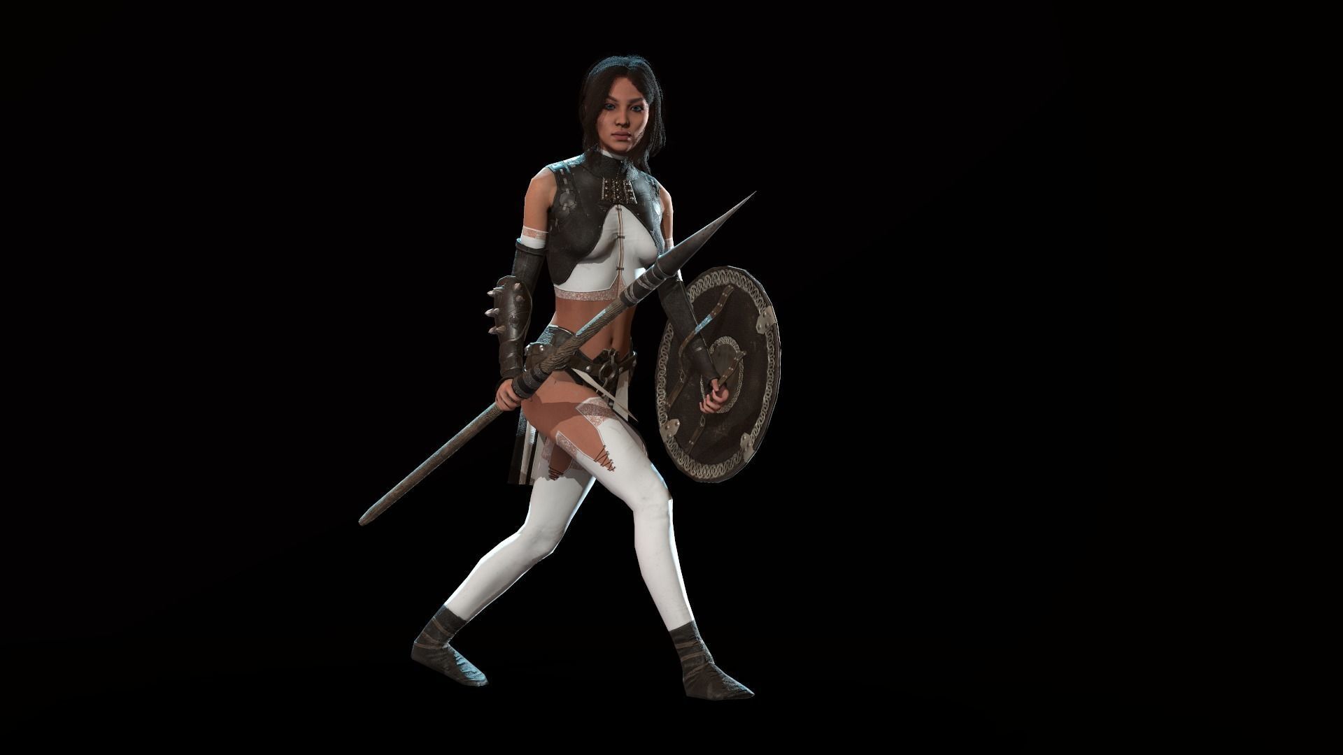 Defender Girl Low-poly 3D model_7