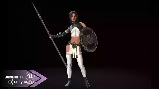 Defender Girl Low-poly 3D model