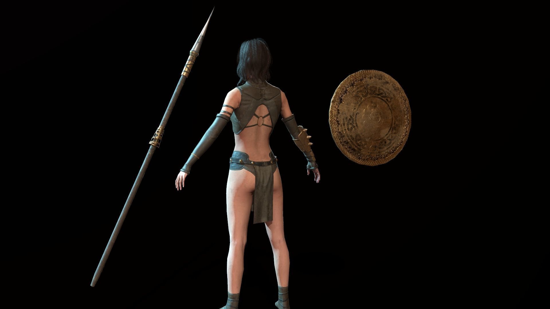 Defender Girl Low-poly 3D model_12