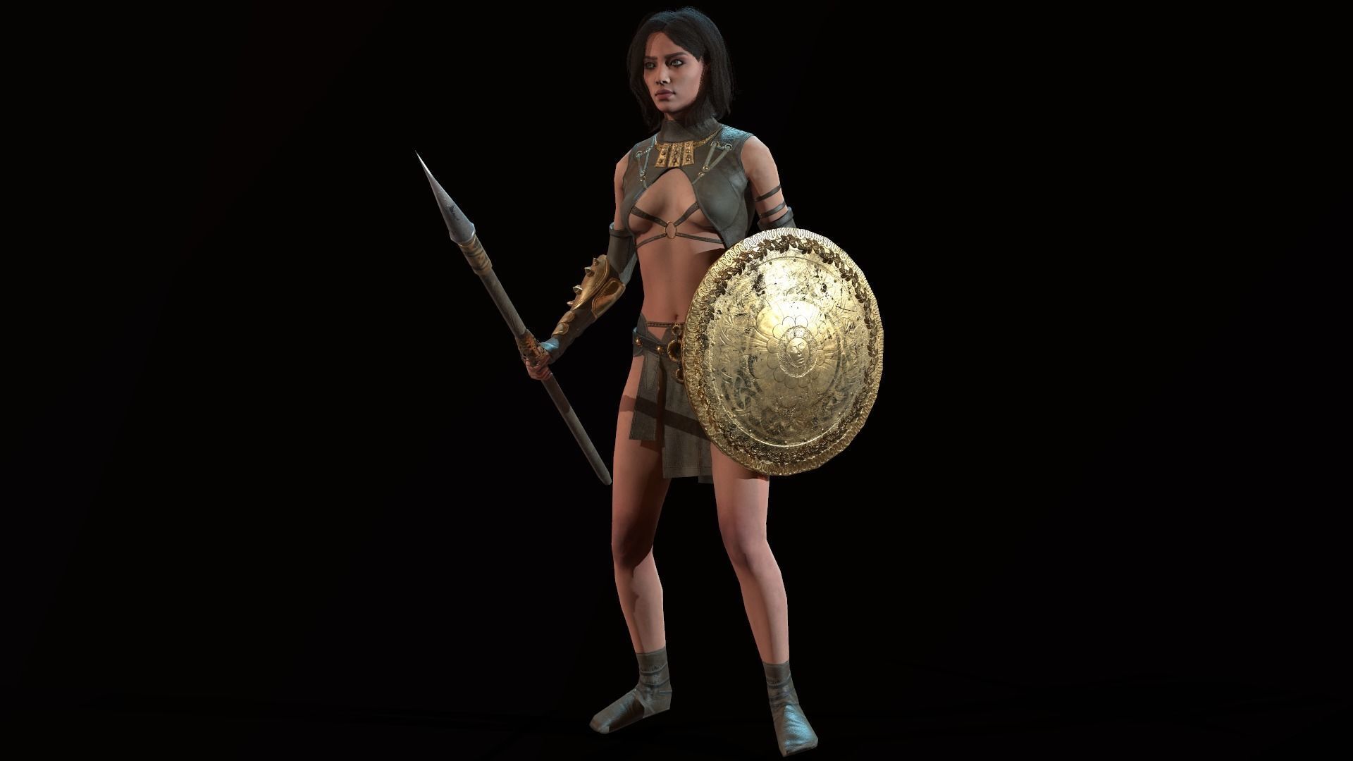 Defender Girl Low-poly 3D model_18