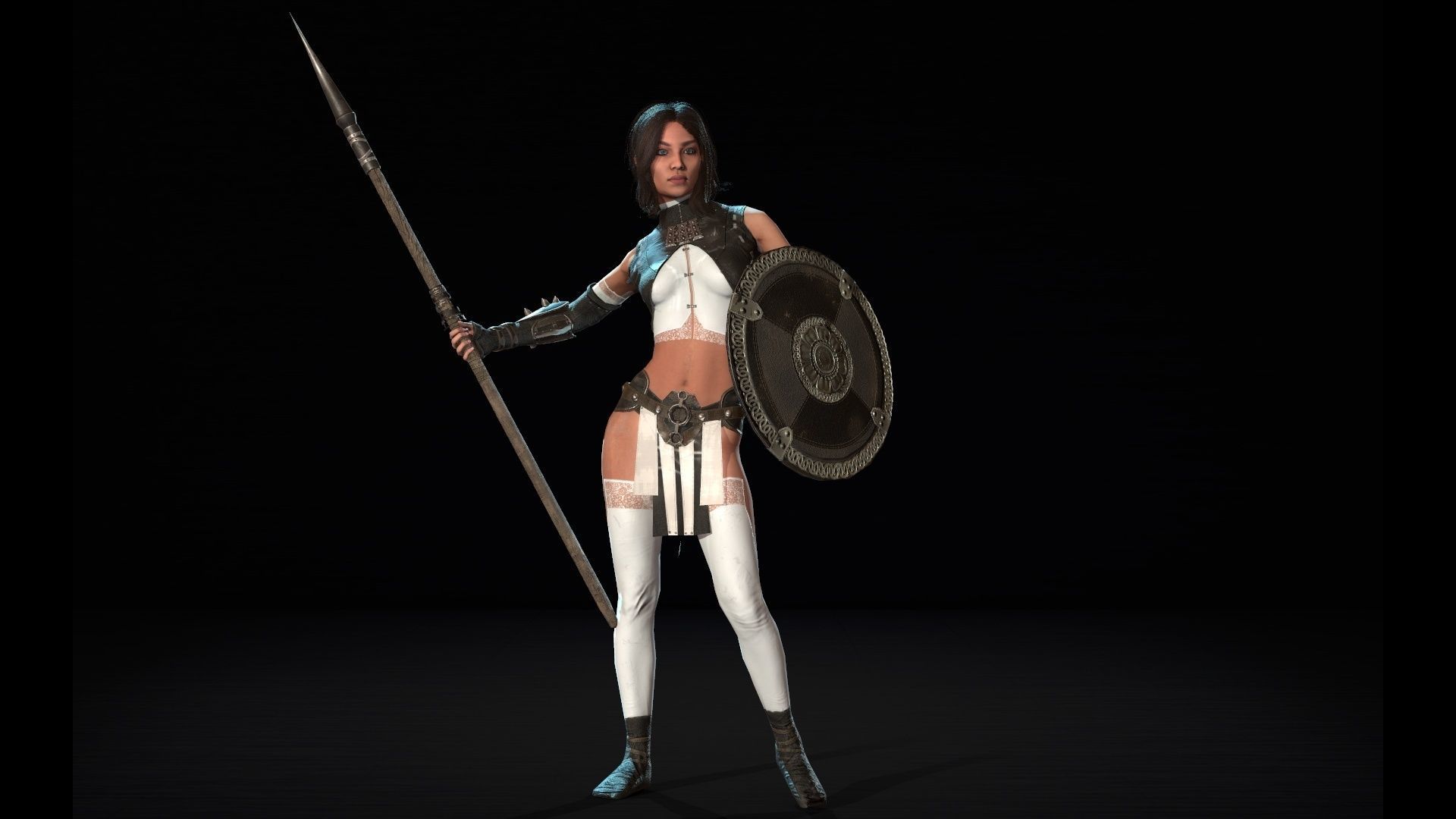 Defender Girl Low-poly 3D model_17