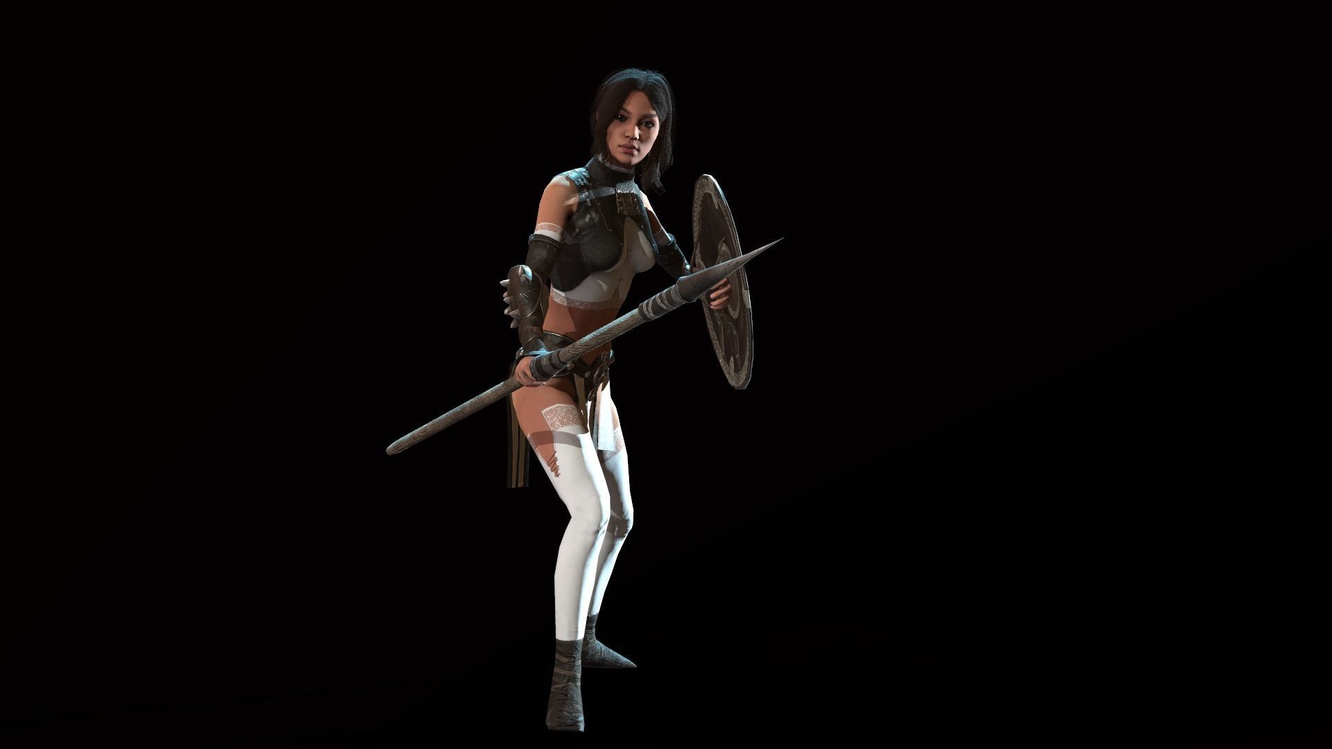 Defender Girl Low-poly 3D model_5