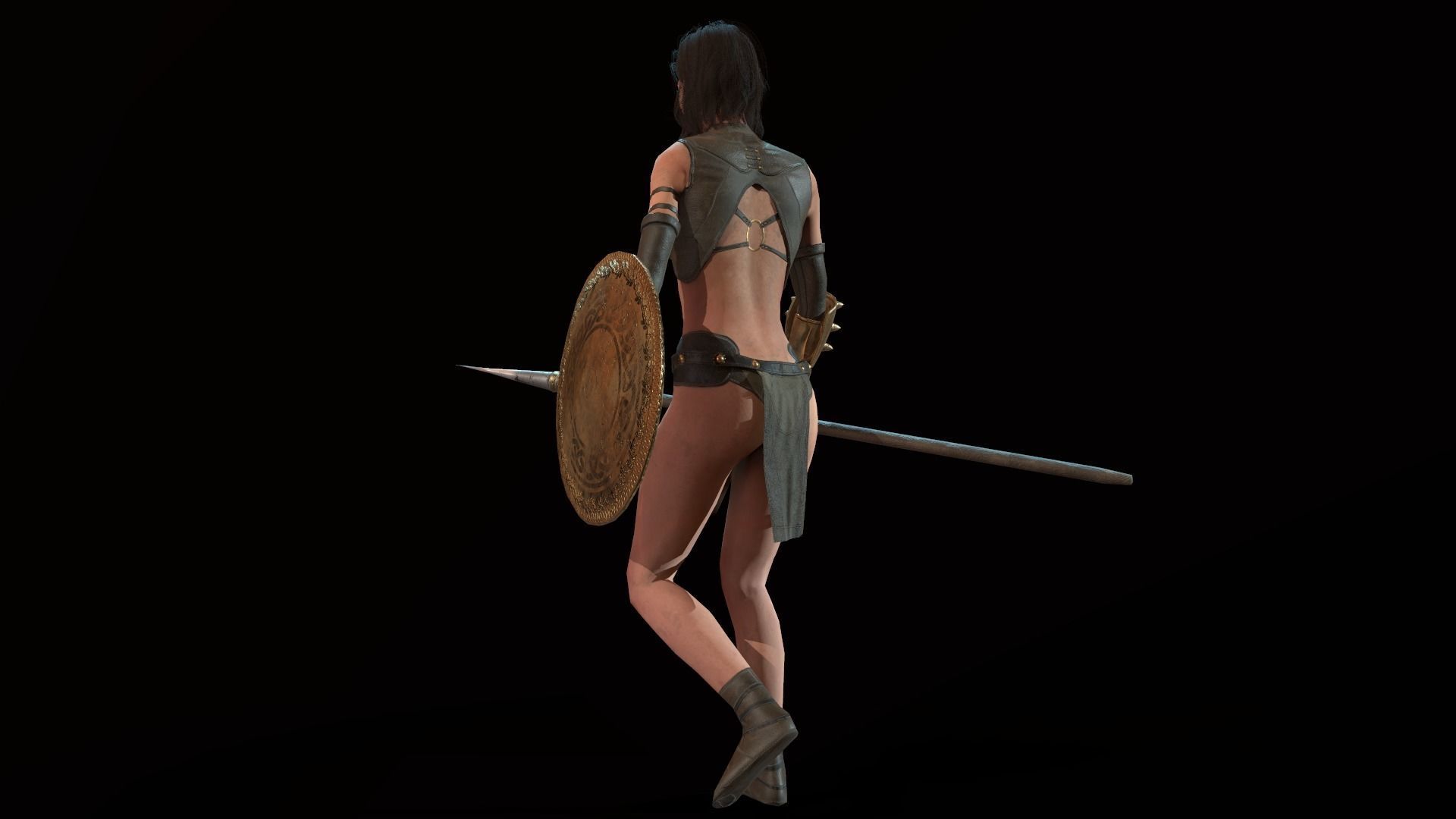 Defender Girl Low-poly 3D model_15