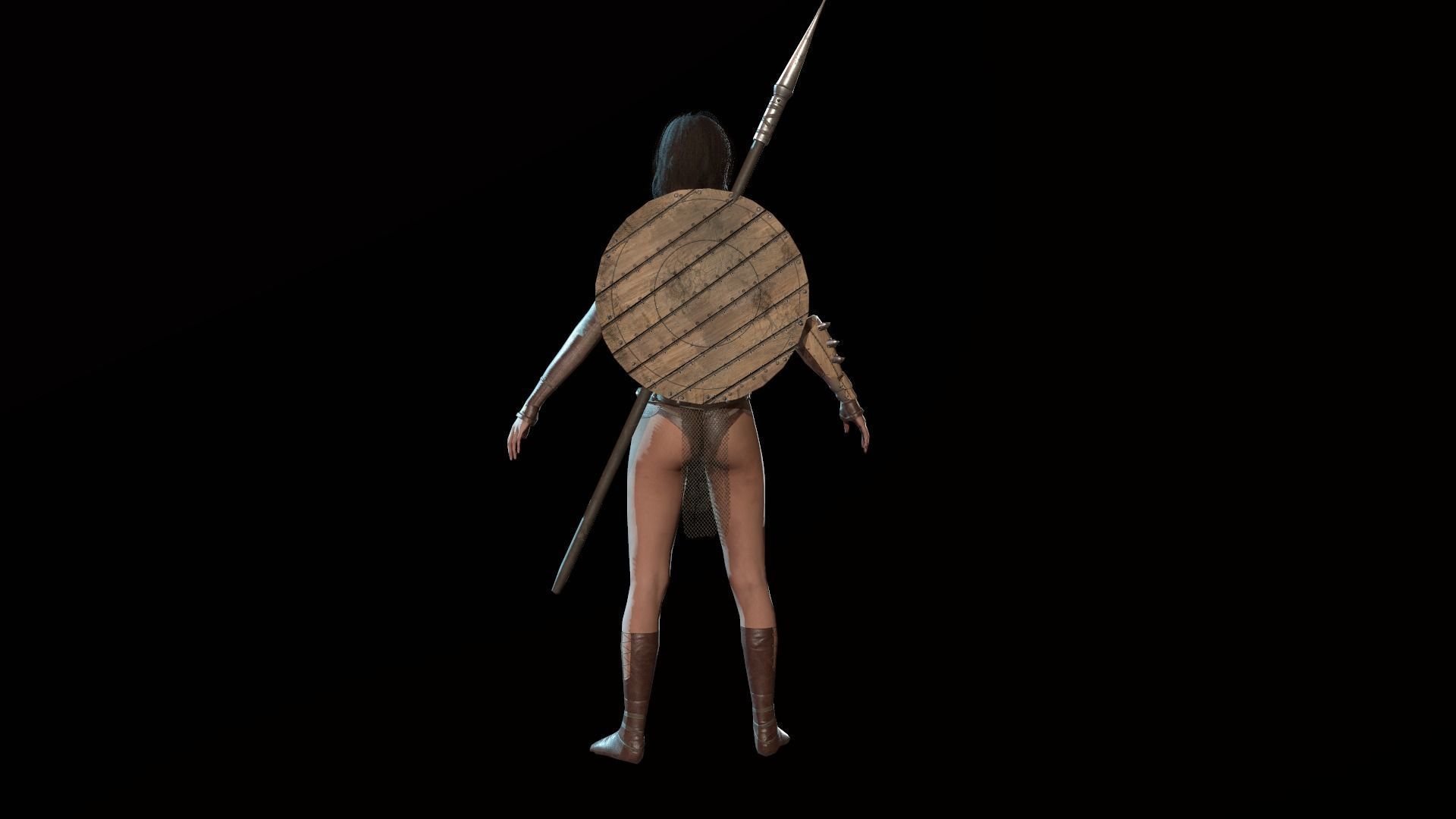 Defender Girl Low-poly 3D model_8