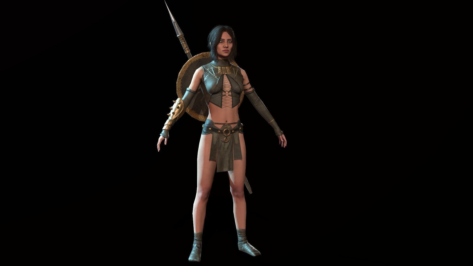 Defender Girl Low-poly 3D model_10