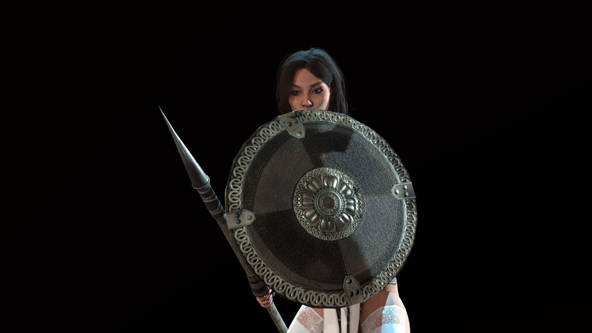 Defender Girl Low-poly 3D model_3