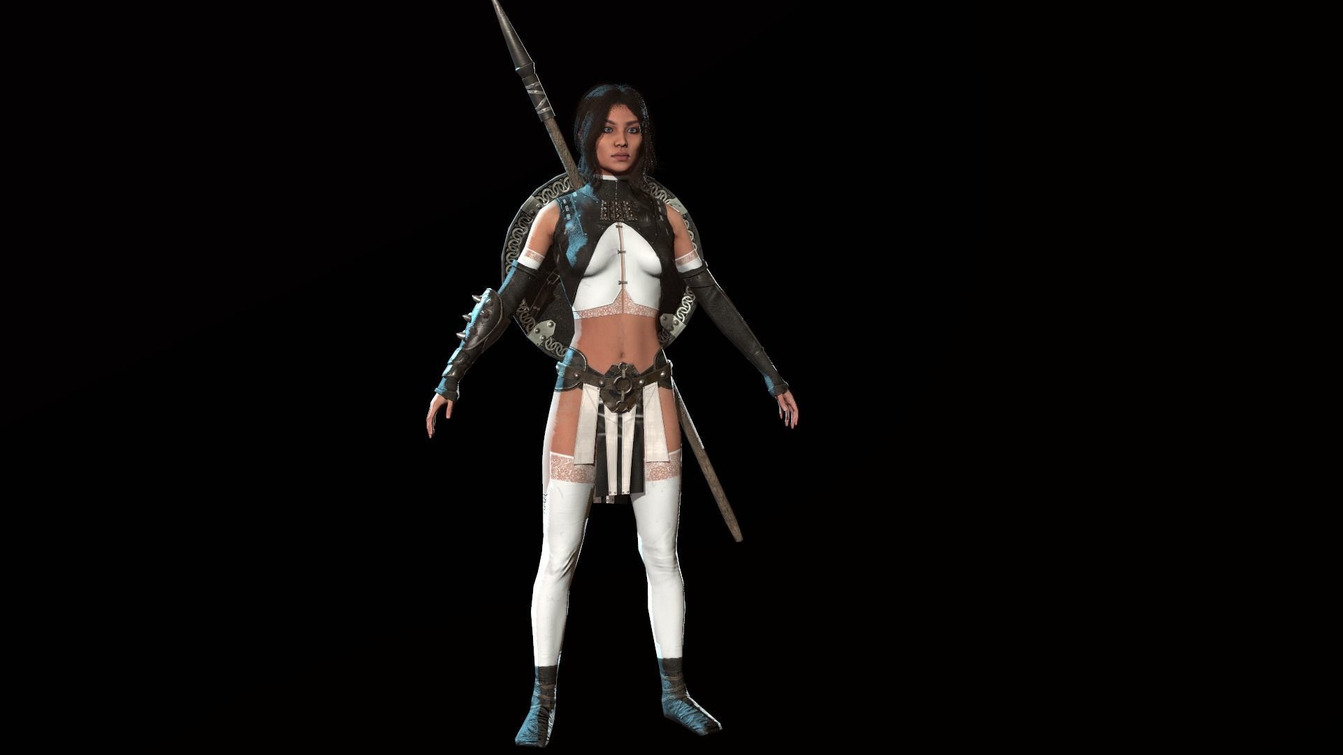 Defender Girl Low-poly 3D model_14