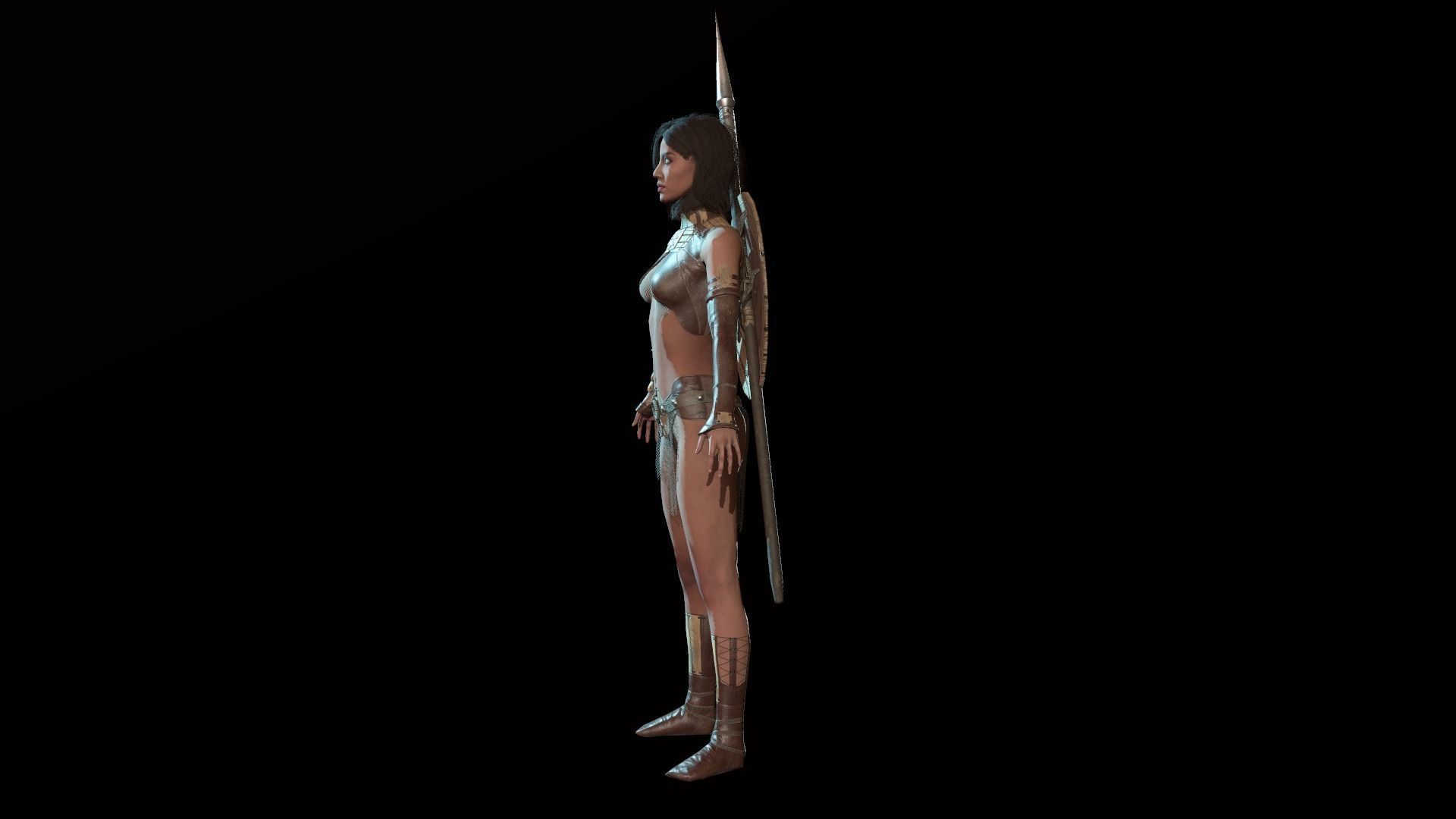 Defender Girl Low-poly 3D model_6