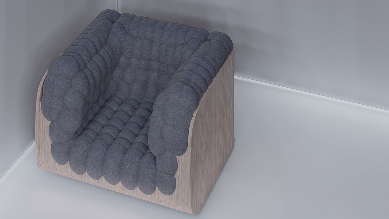 sofa 3D model chair with walls 3D model_2