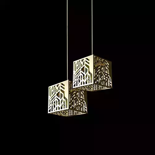 Chandelier two pendant lights with geometric design