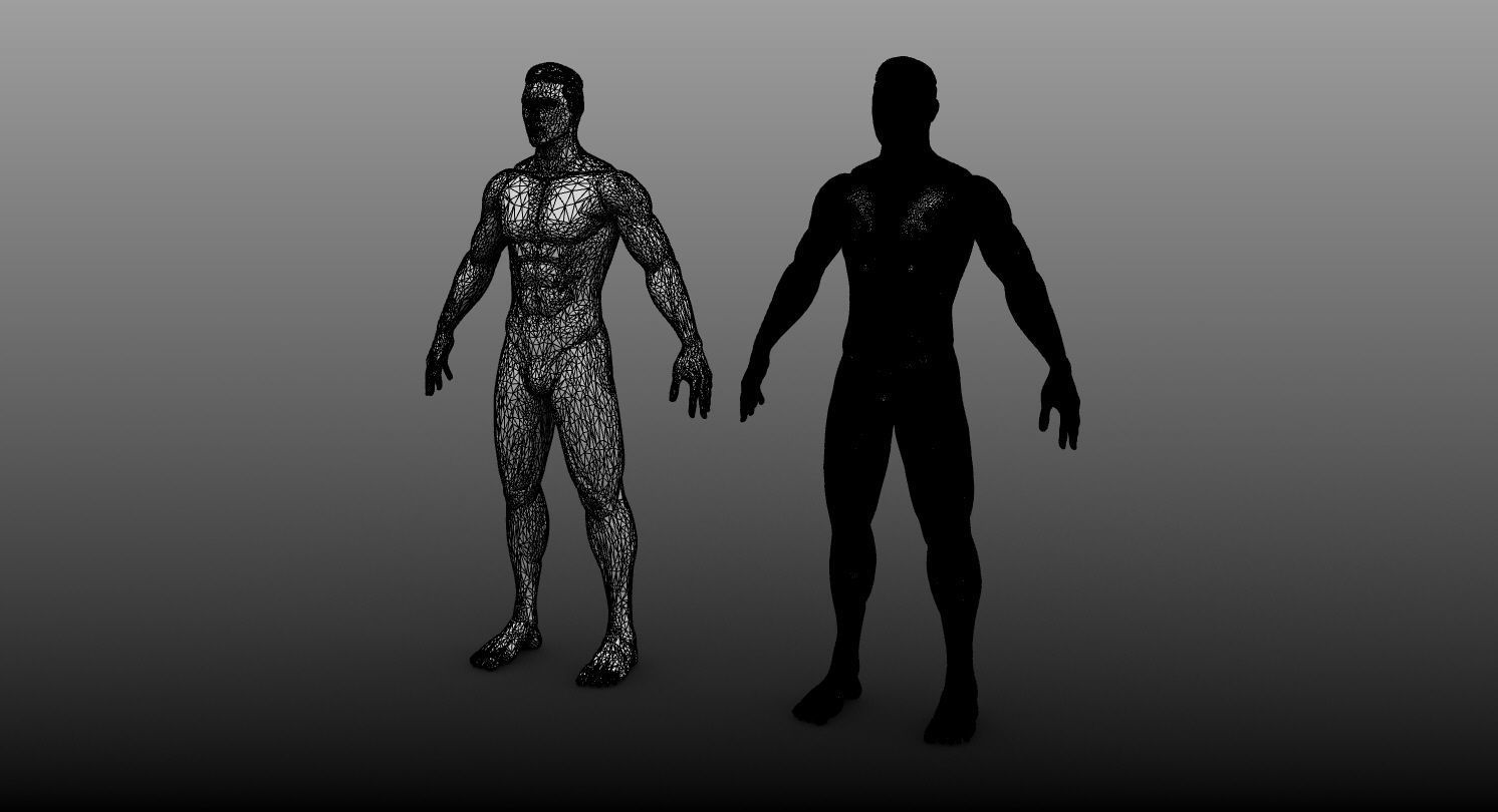Male Base Mesh High and Low Poly Free 3D model_9
