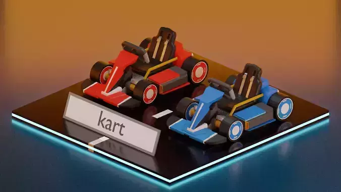 lowpoly kart two racing cars on table