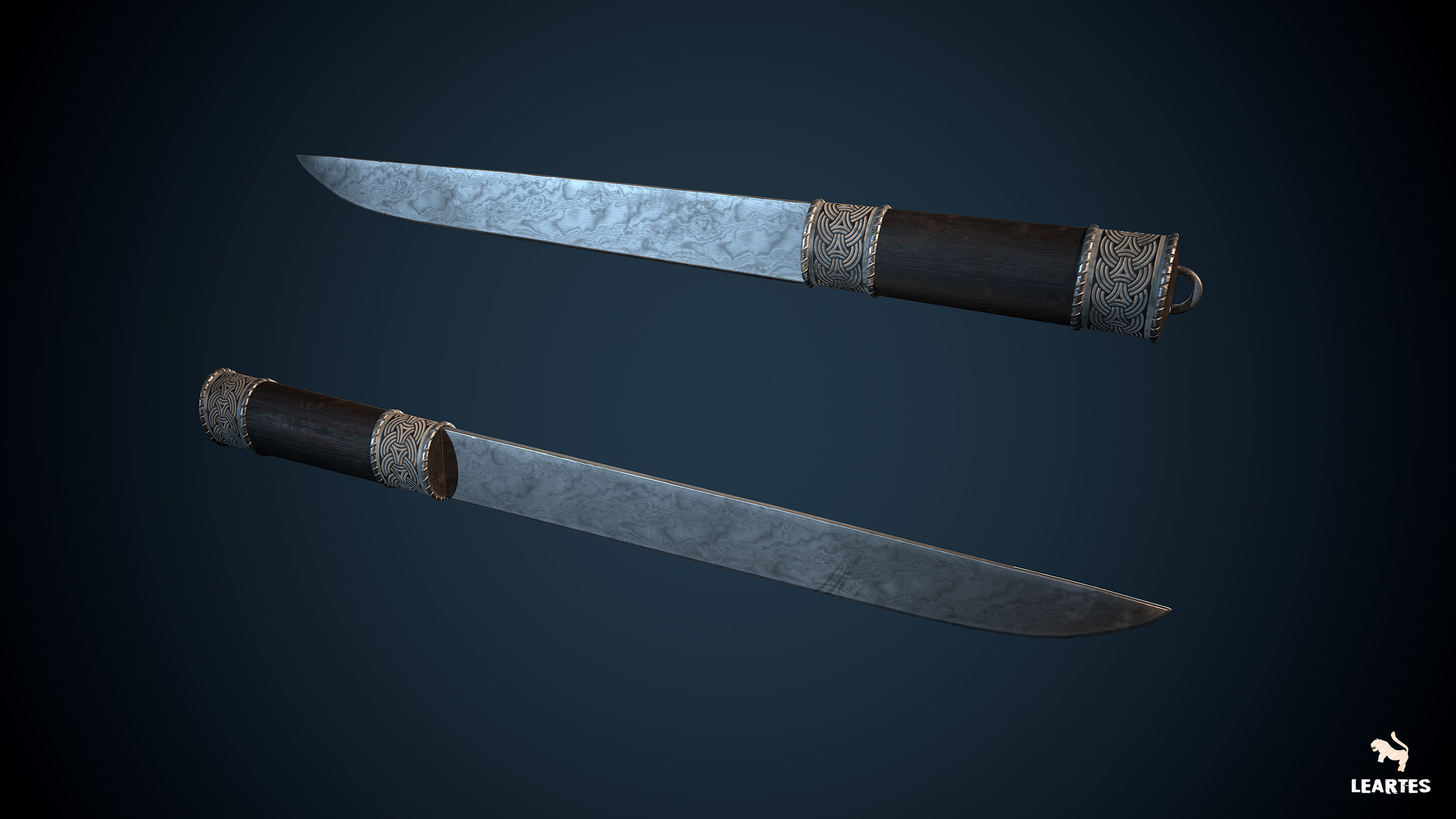 Medieval Viking Weapons and Shields Set Low-poly 3D model_13