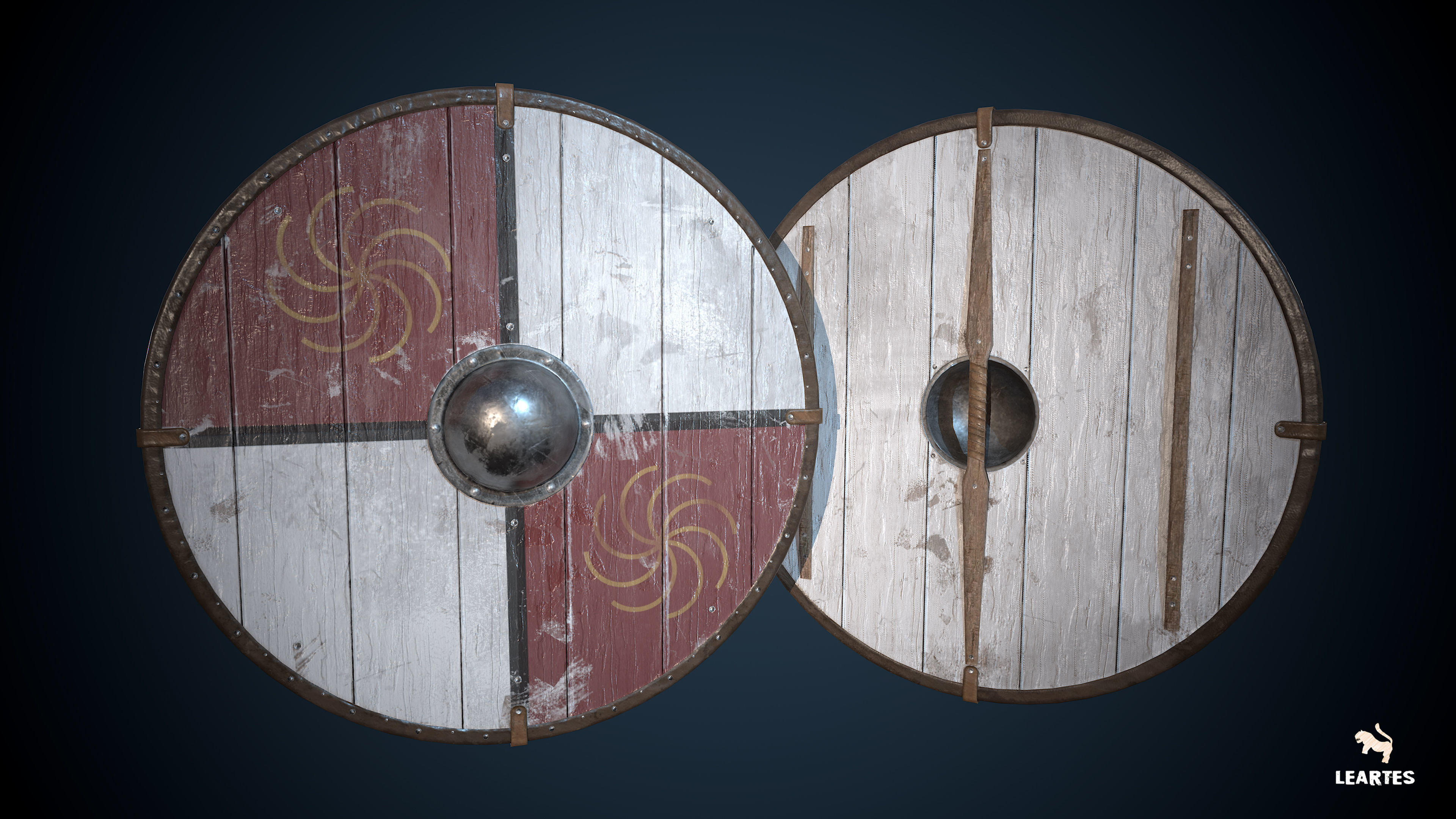 Medieval Viking Weapons and Shields Set Low-poly 3D model_19
