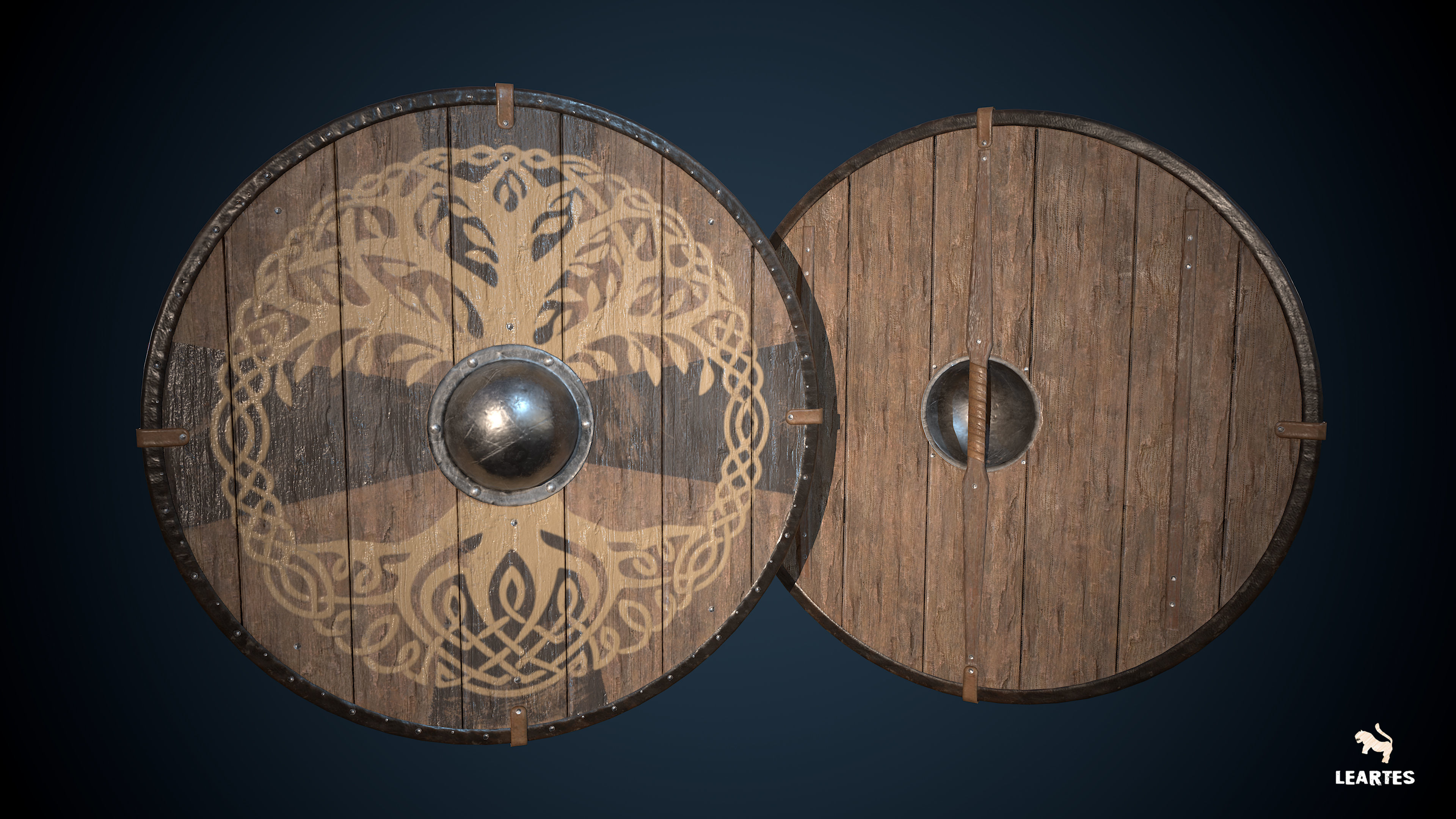 Medieval Viking Weapons and Shields Set Low-poly 3D model_21