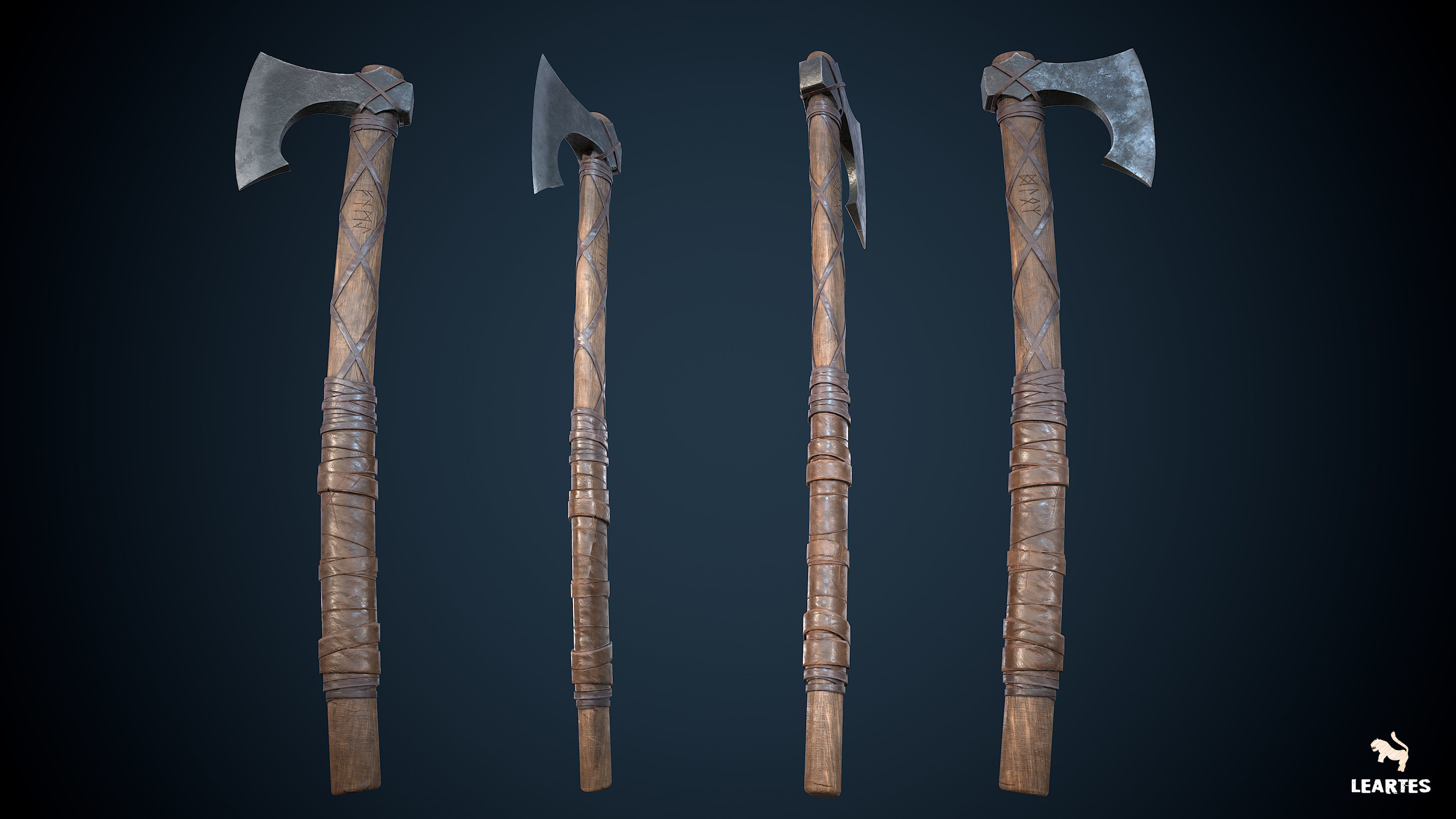 Medieval Viking Weapons and Shields Set Low-poly 3D model_3