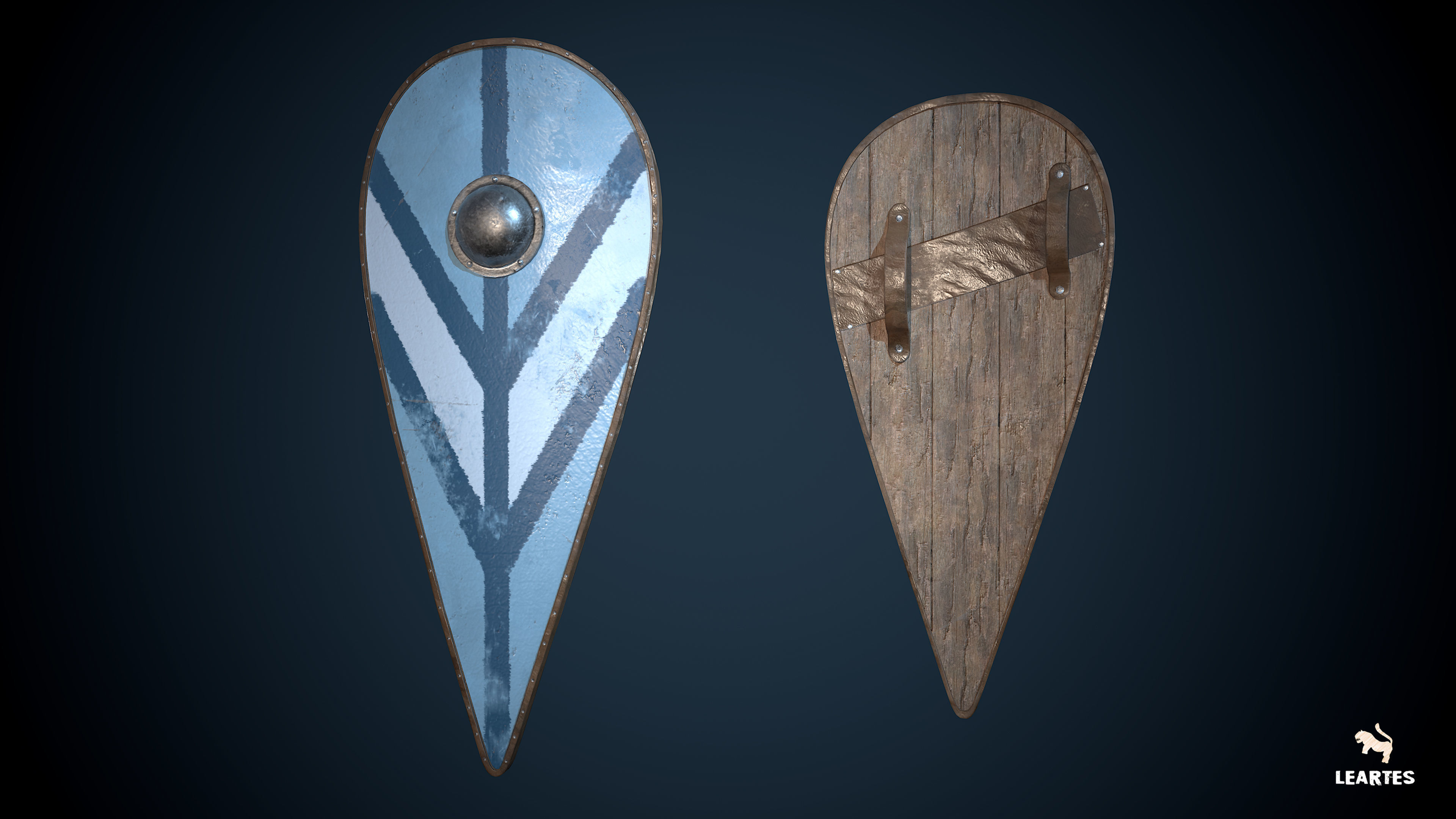 Medieval Viking Weapons and Shields Set Low-poly 3D model_8