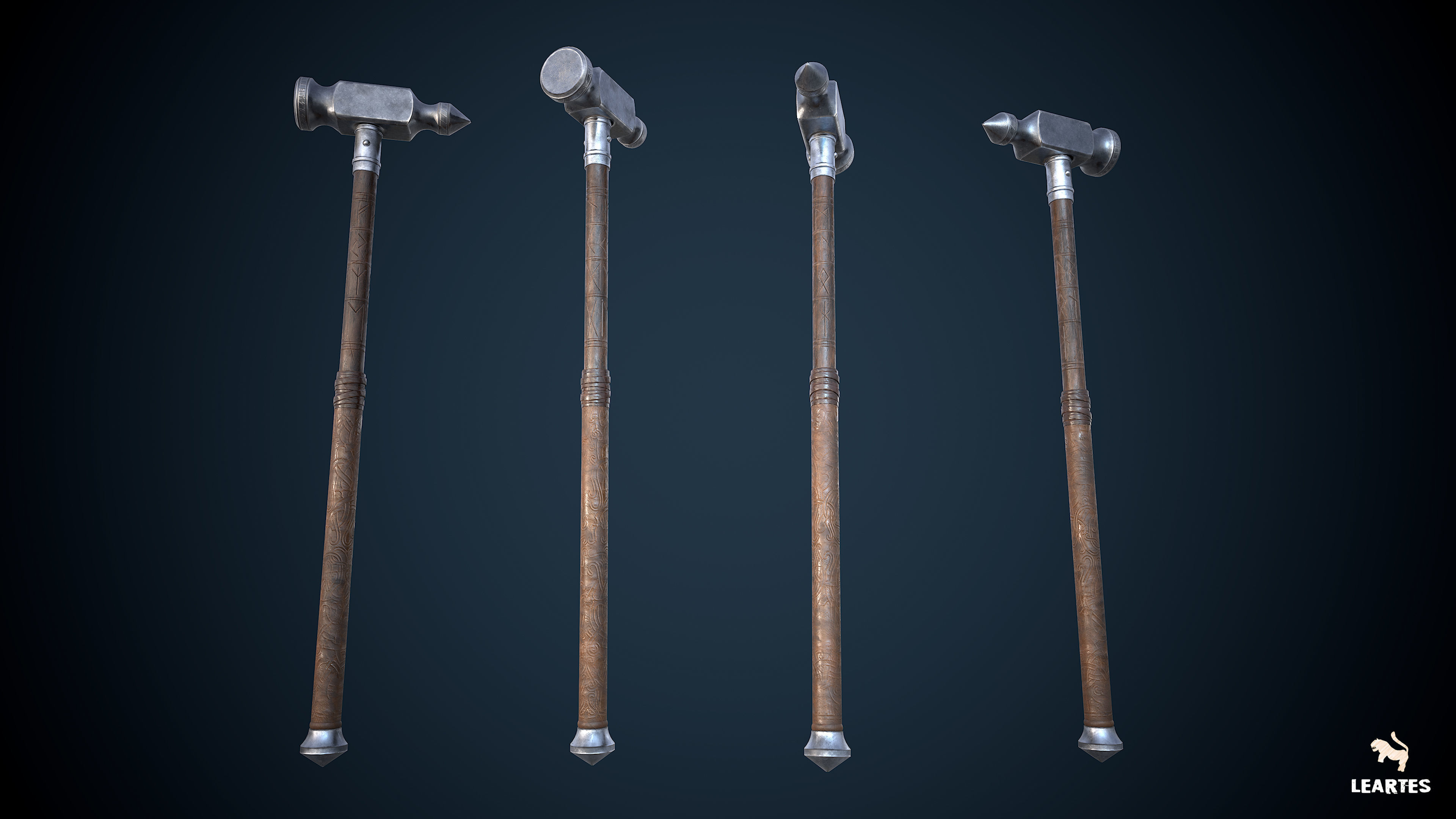 Medieval Viking Weapons and Shields Set Low-poly 3D model_2