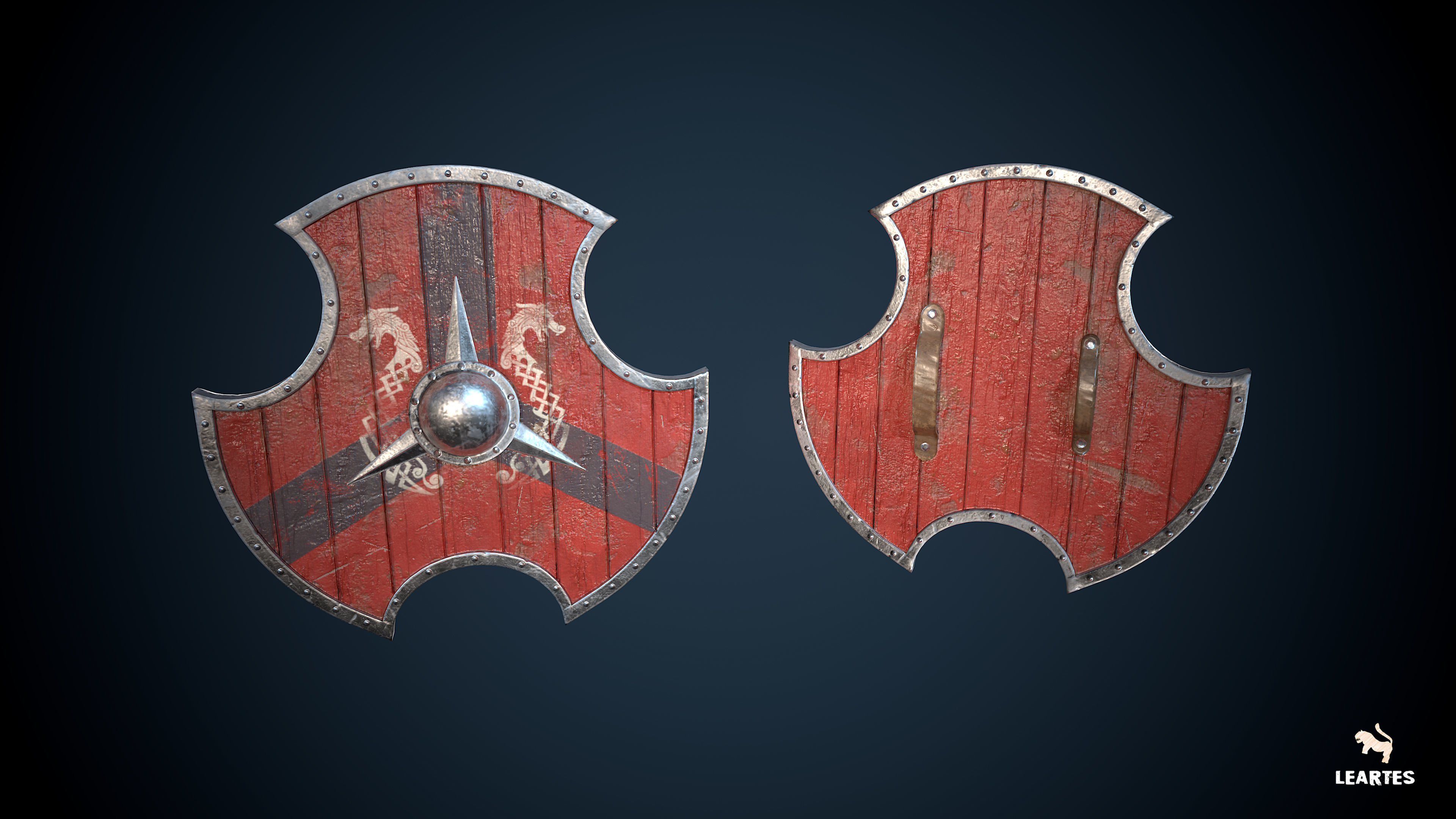 Medieval Viking Weapons and Shields Set Low-poly 3D model_28