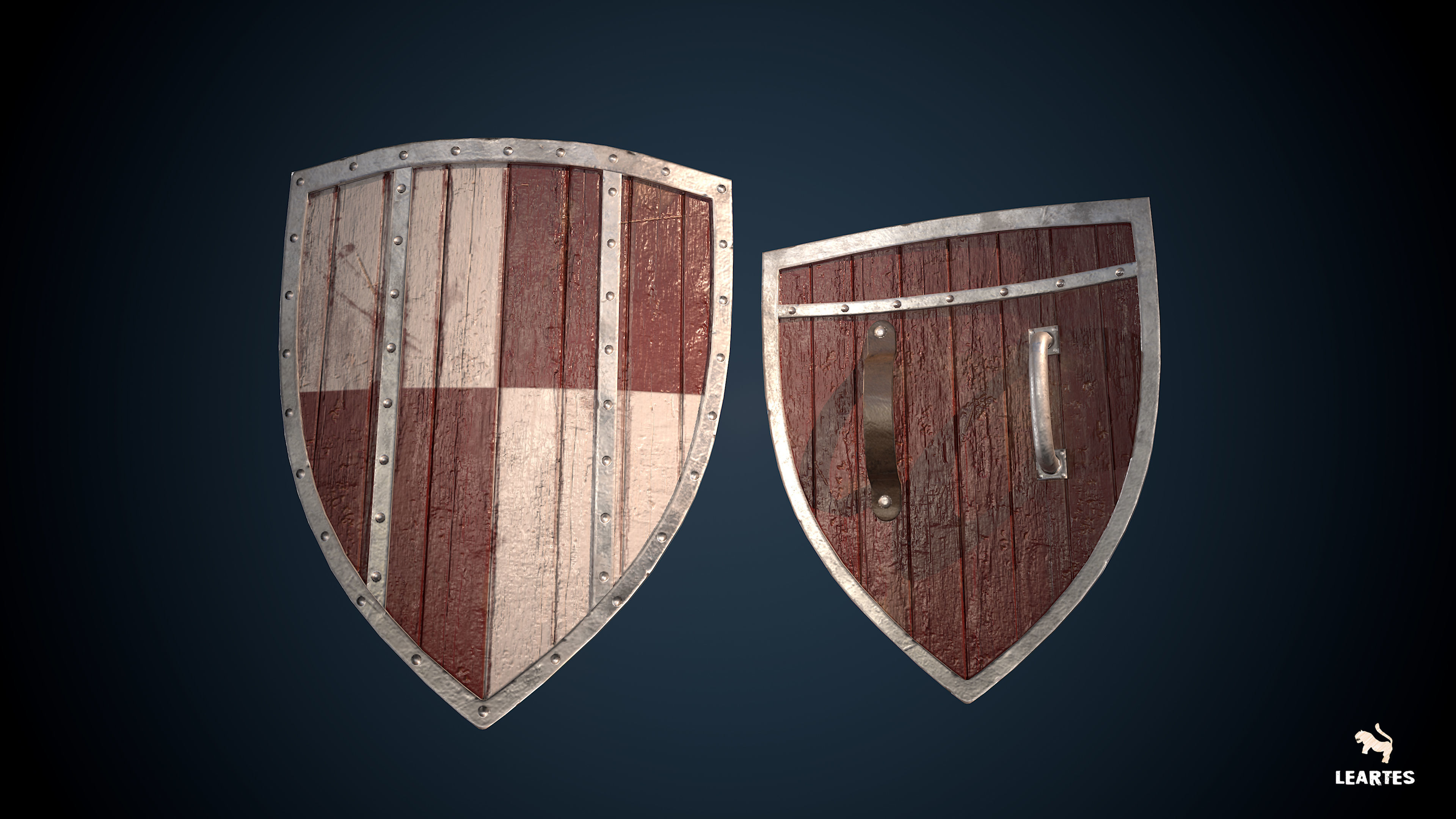 Medieval Viking Weapons and Shields Set Low-poly 3D model_16