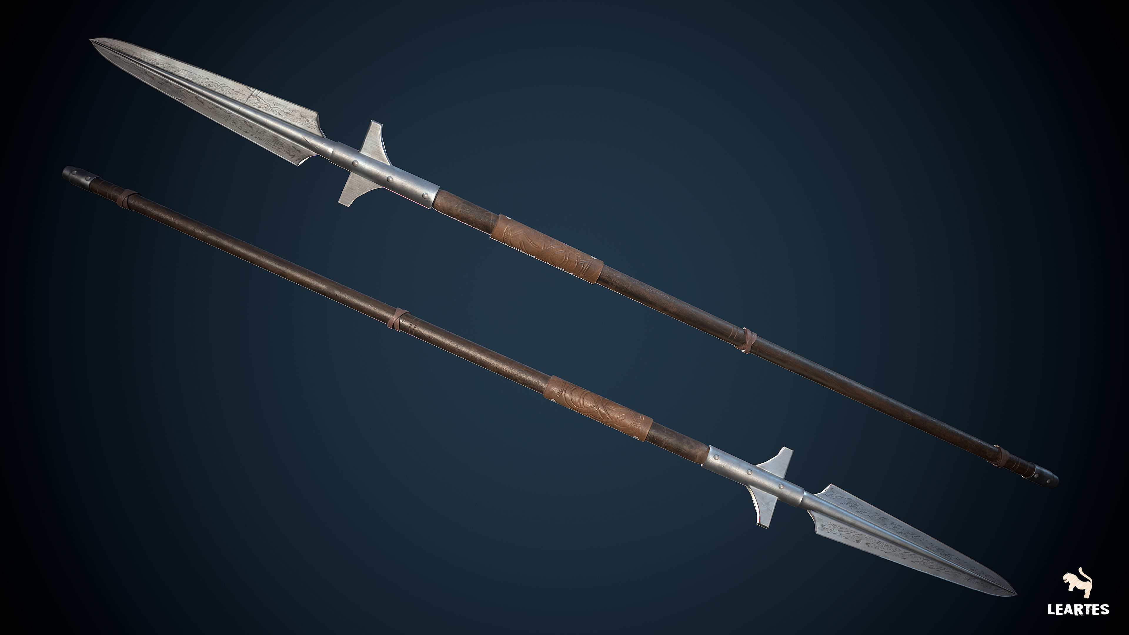 Medieval Viking Weapons and Shields Set Low-poly 3D model_24