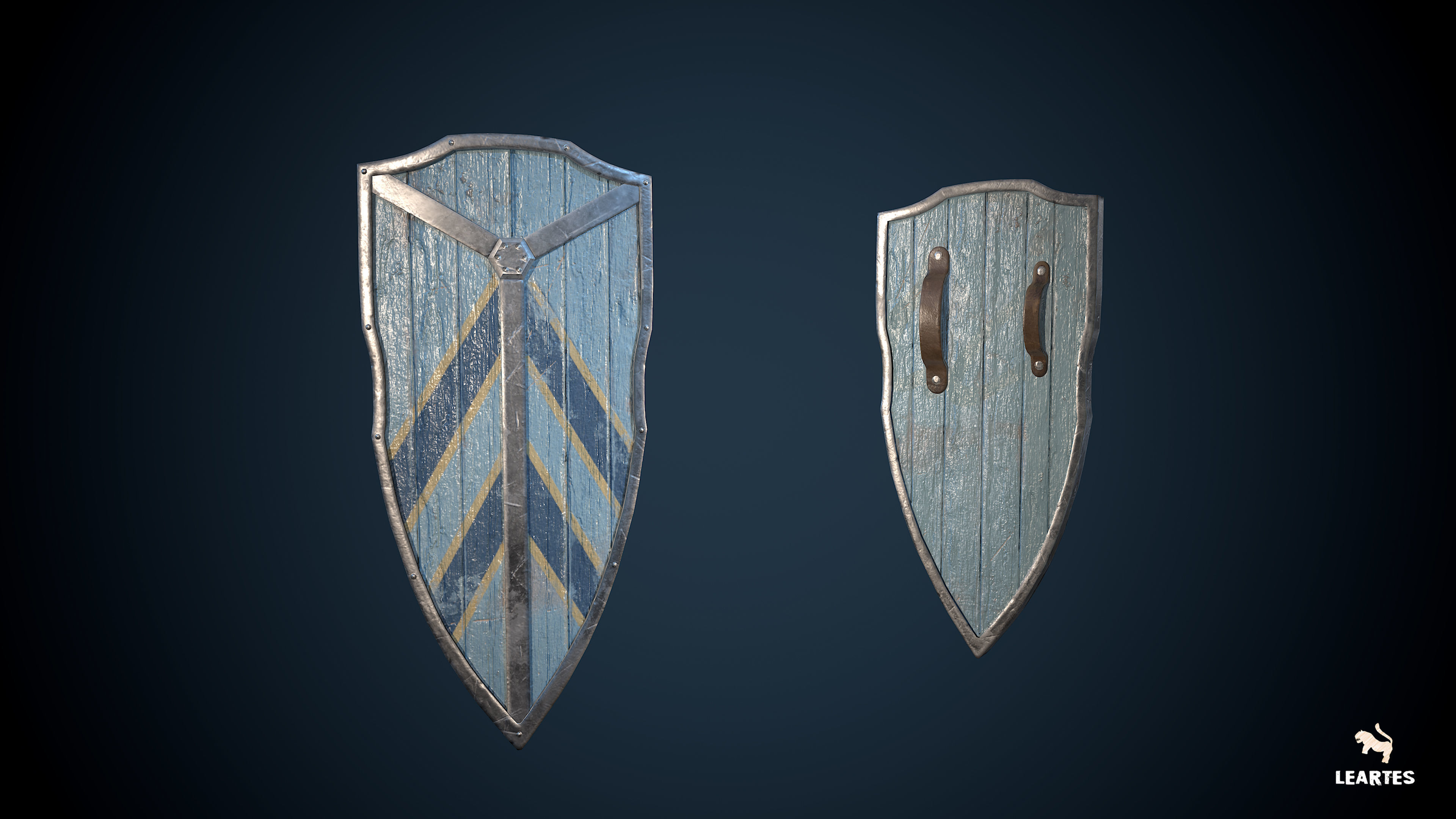 Medieval Viking Weapons and Shields Set Low-poly 3D model_14