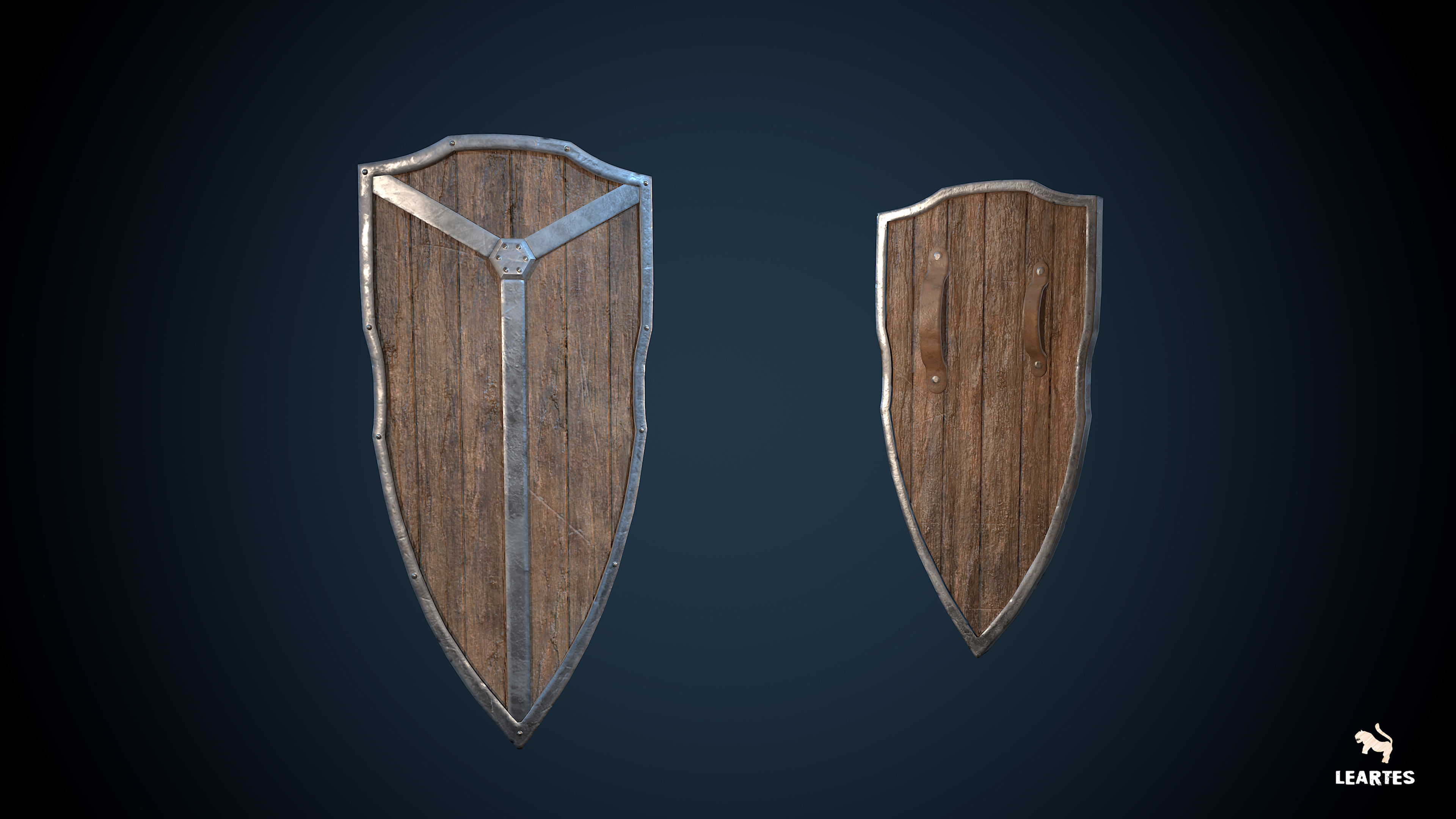Medieval Viking Weapons and Shields Set Low-poly 3D model_12