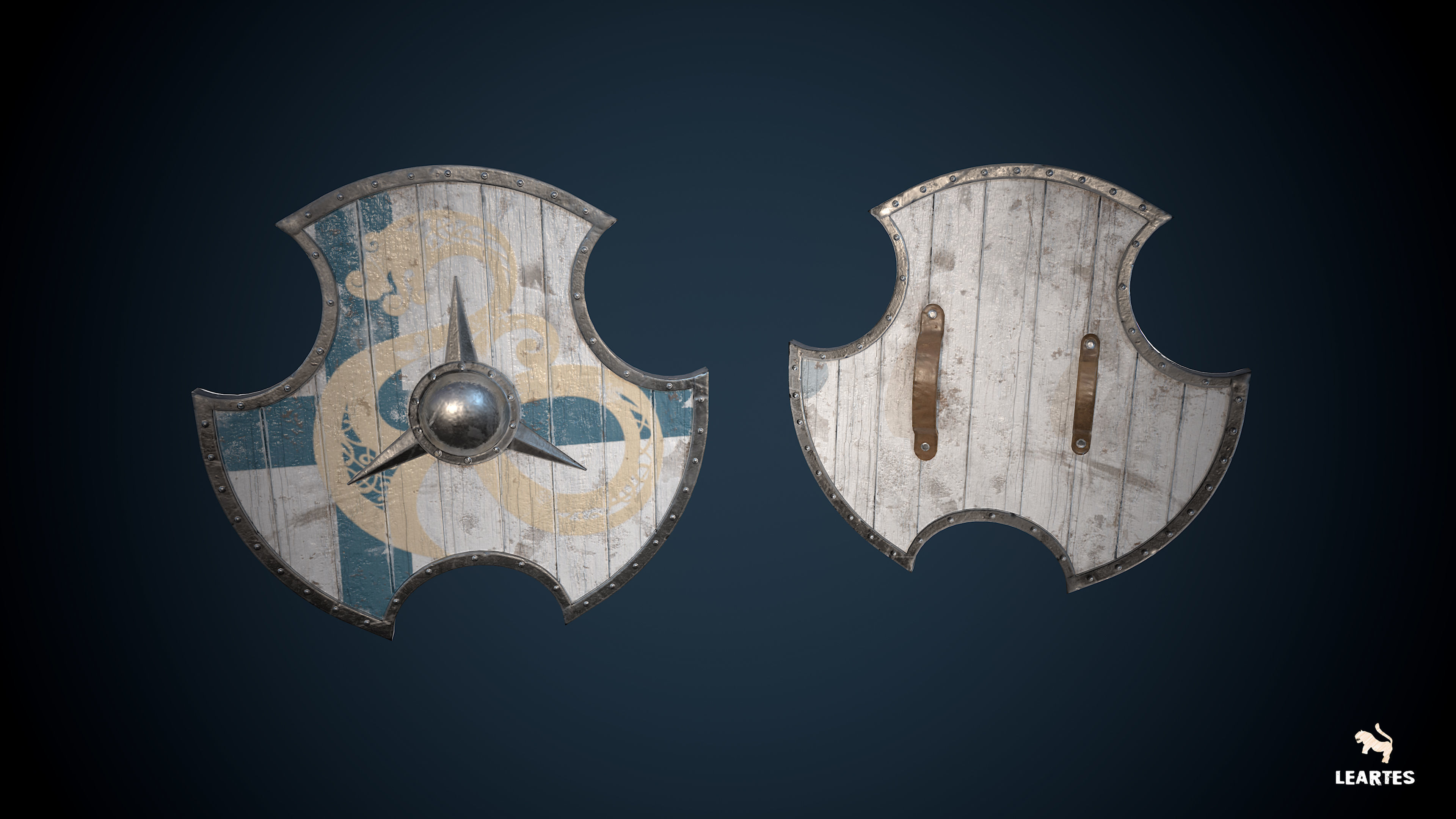 Medieval Viking Weapons and Shields Set Low-poly 3D model_29