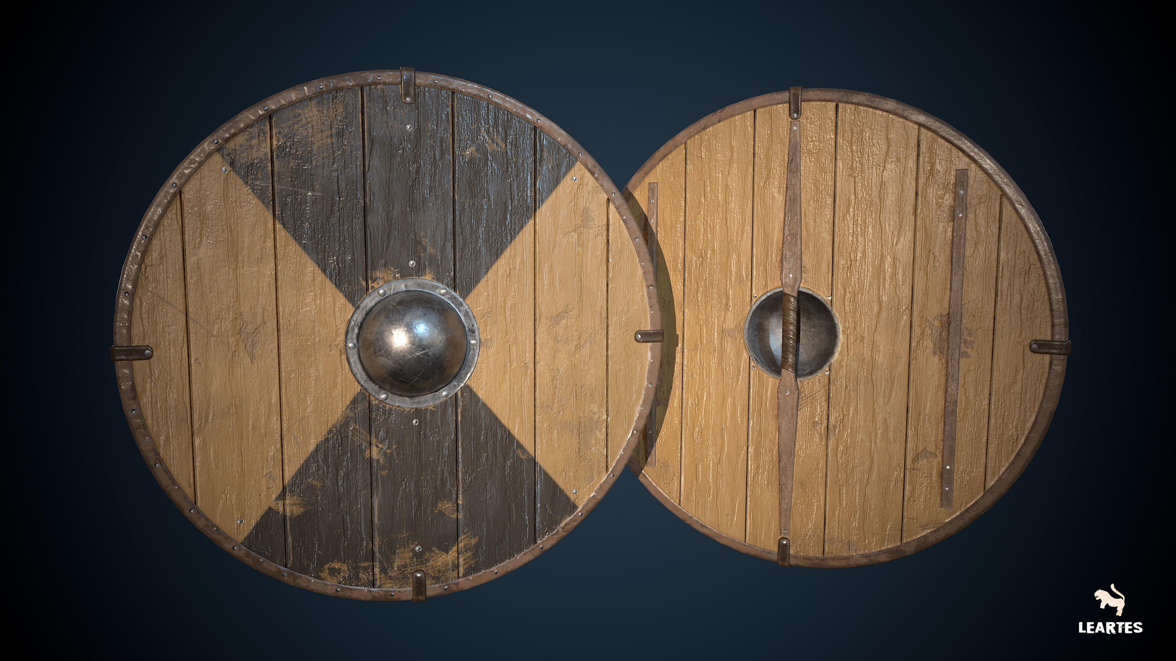 Medieval Viking Weapons and Shields Set Low-poly 3D model_20