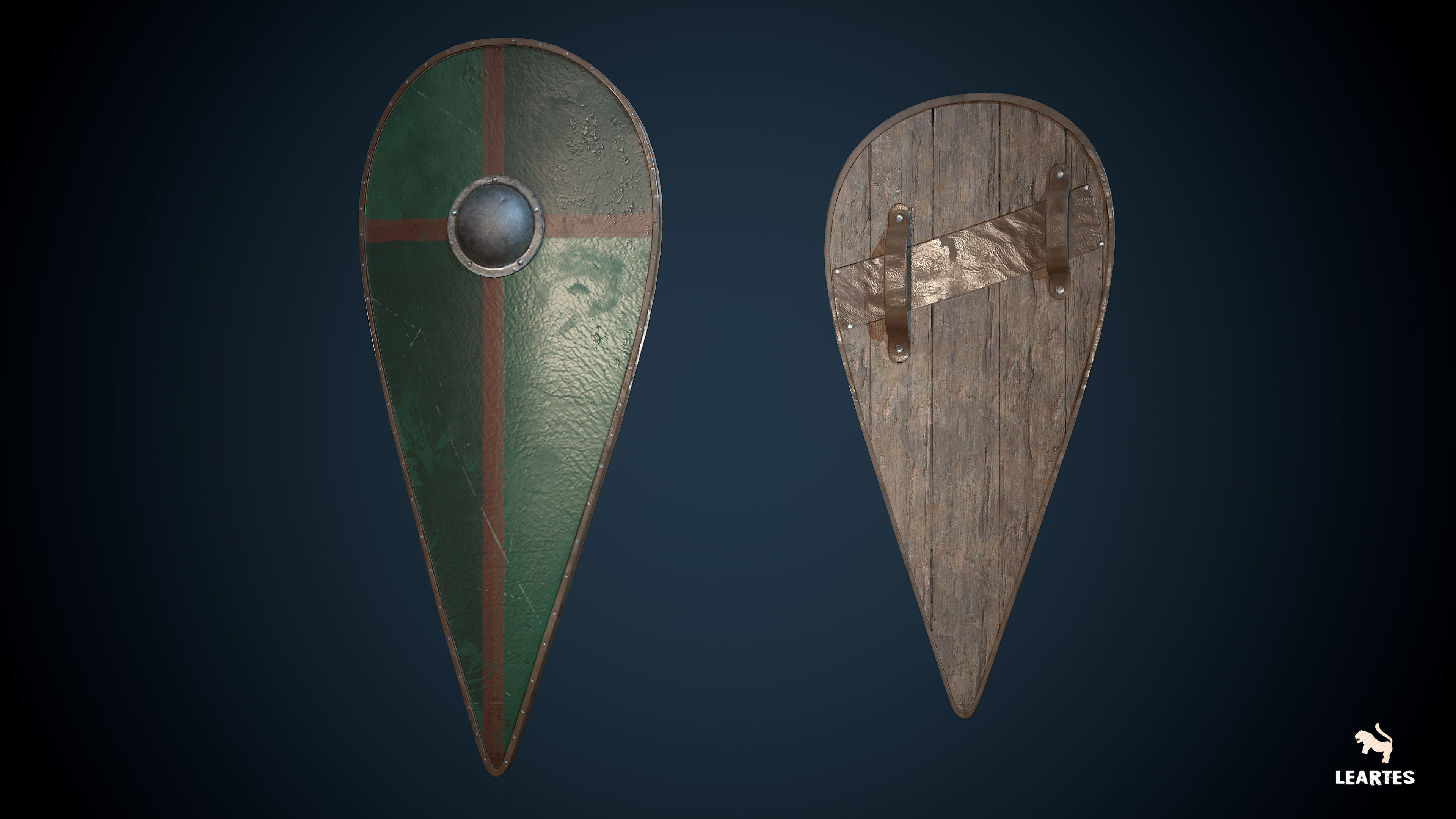 Medieval Viking Weapons and Shields Set Low-poly 3D model_9