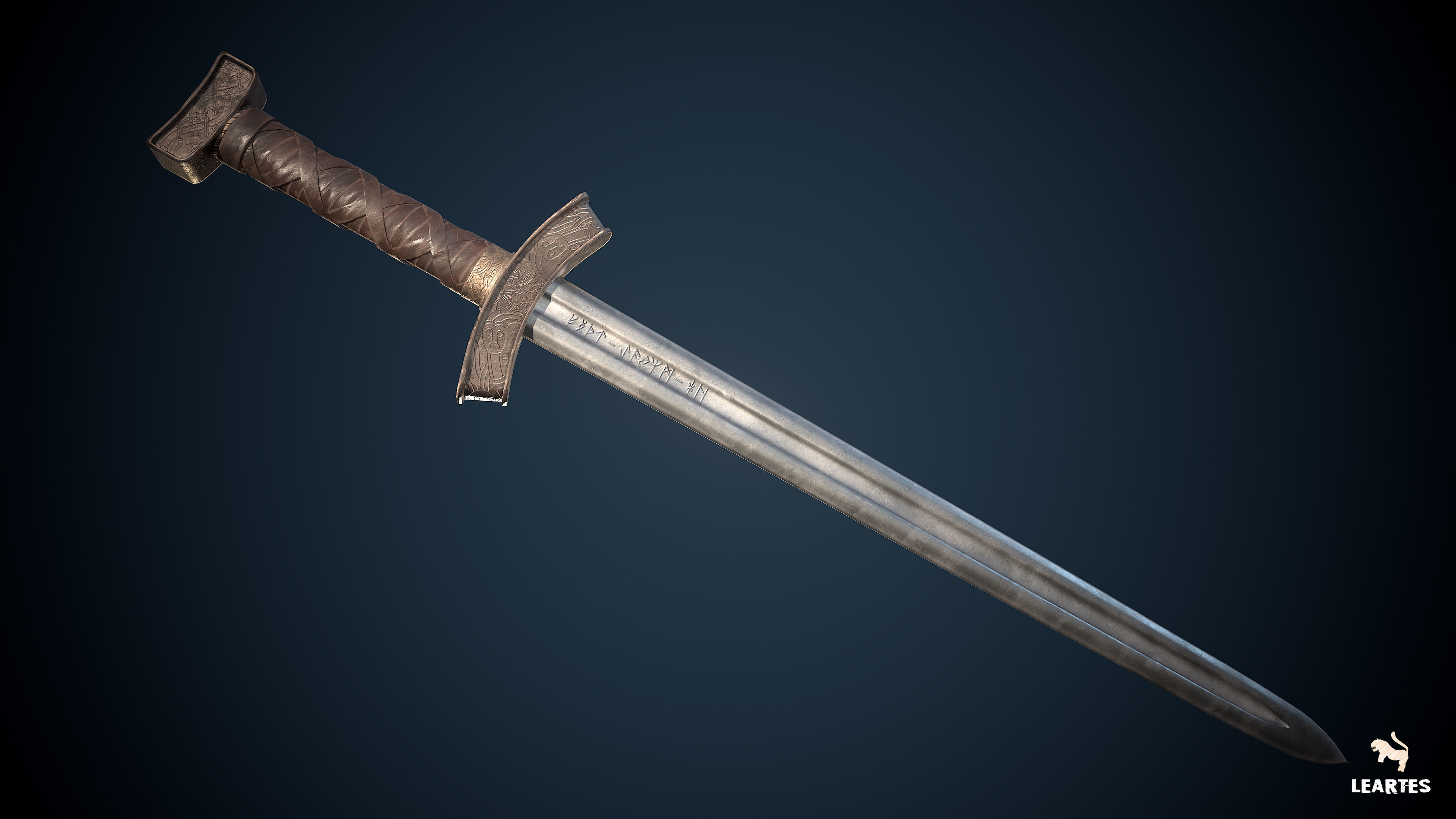 Medieval Viking Weapons and Shields Set Low-poly 3D model_26