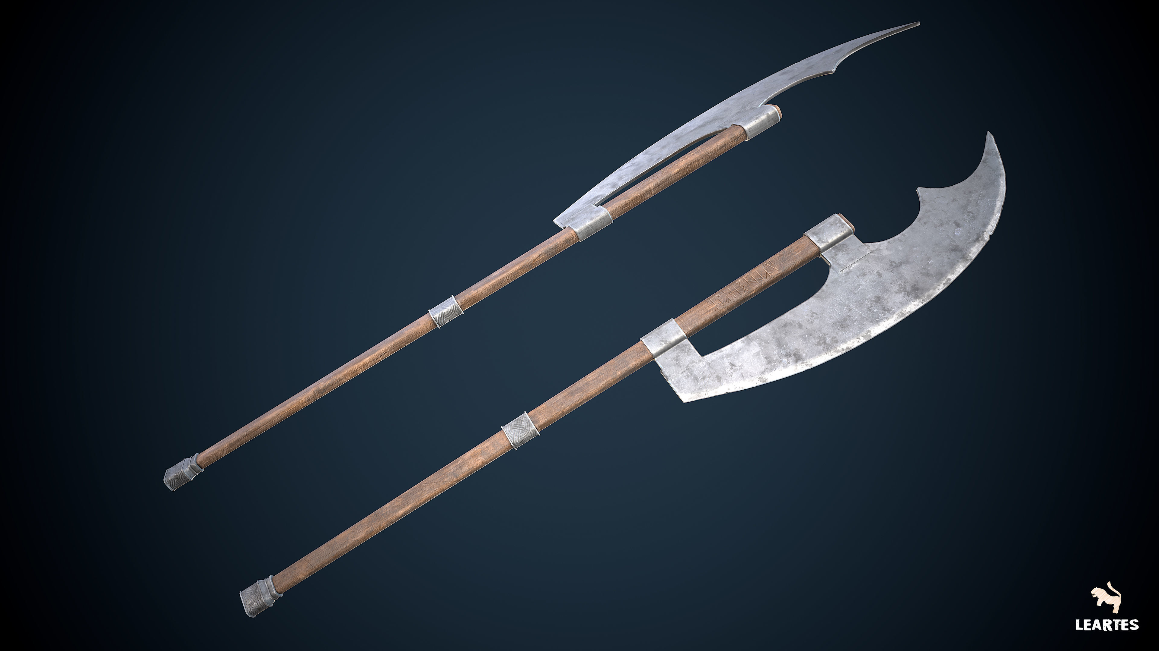 Medieval Viking Weapons and Shields Set Low-poly 3D model_7