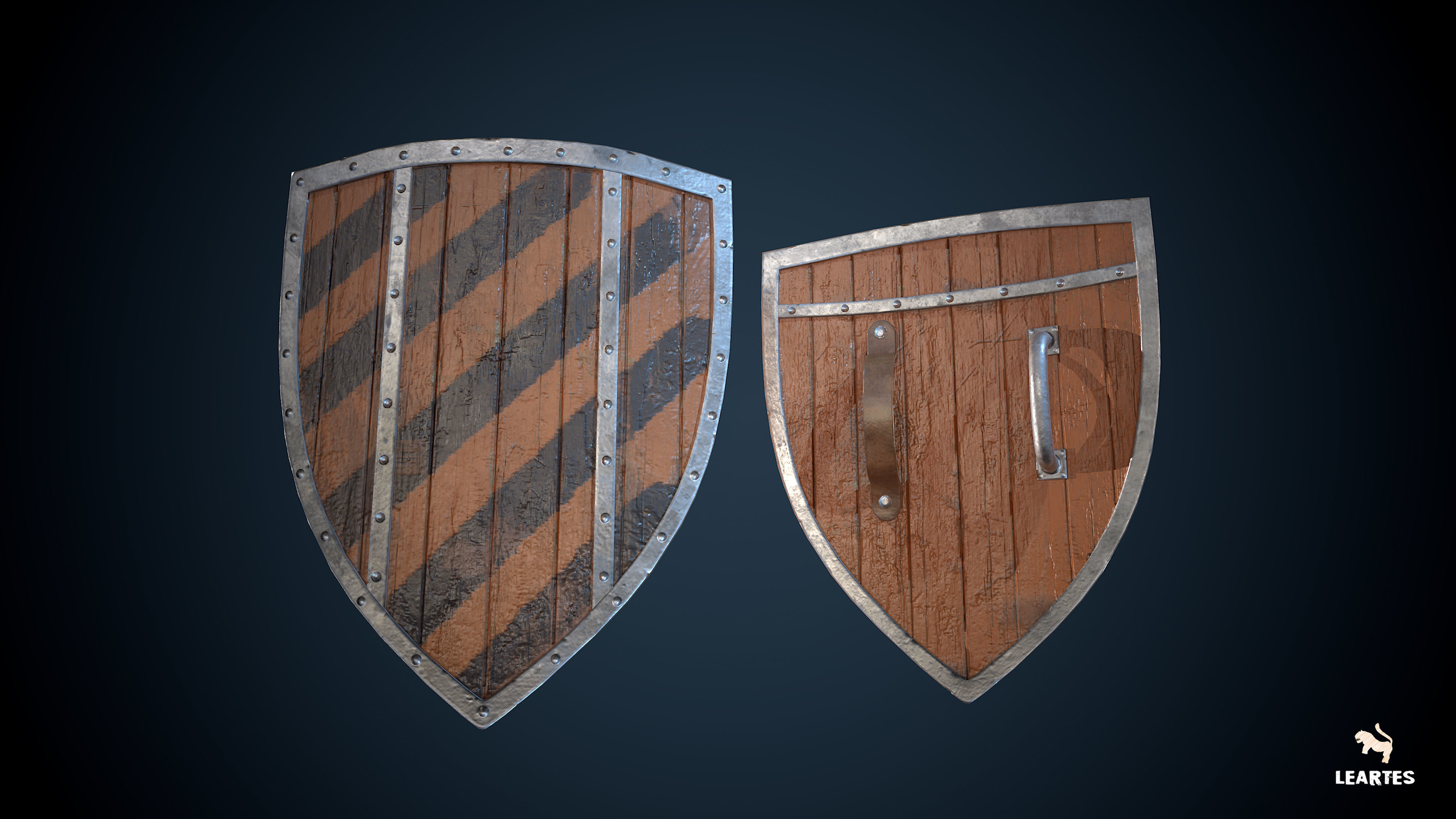 Medieval Viking Weapons and Shields Set Low-poly 3D model_15