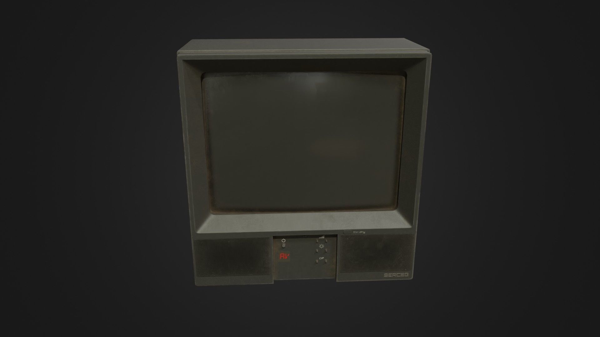 Old dirty CRT Tv Low-poly 3D model_3