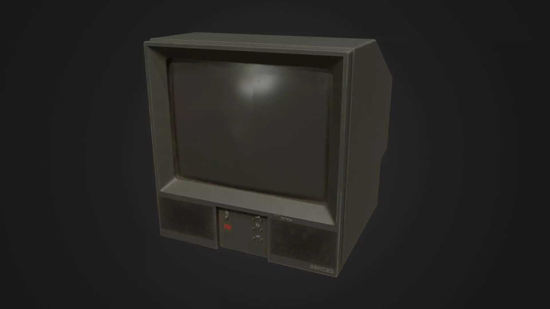 Old dirty CRT Tv Low-poly 3D model_0