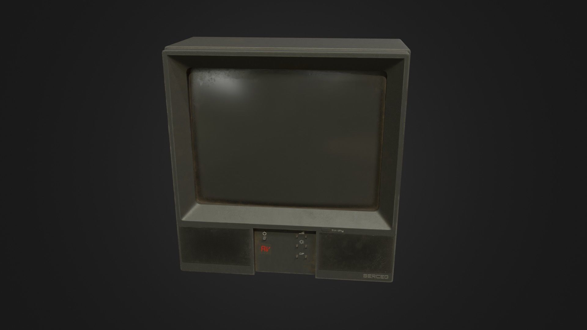 Old dirty CRT Tv Low-poly 3D model_2